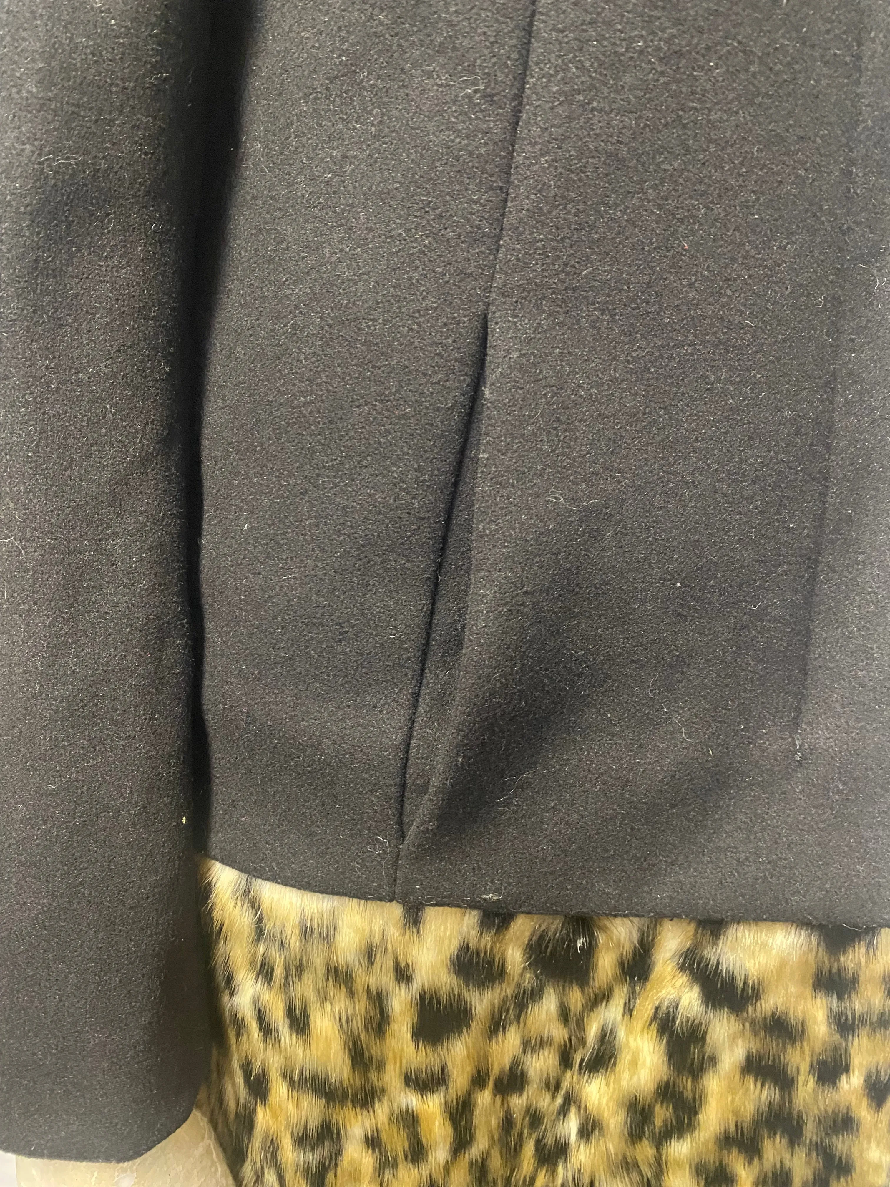 French Connection Black and Leopard Faux Fur Coat 6