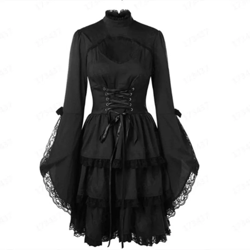 Funki Buys | Dresses | Women's Victorian Lace Up Goth Dress