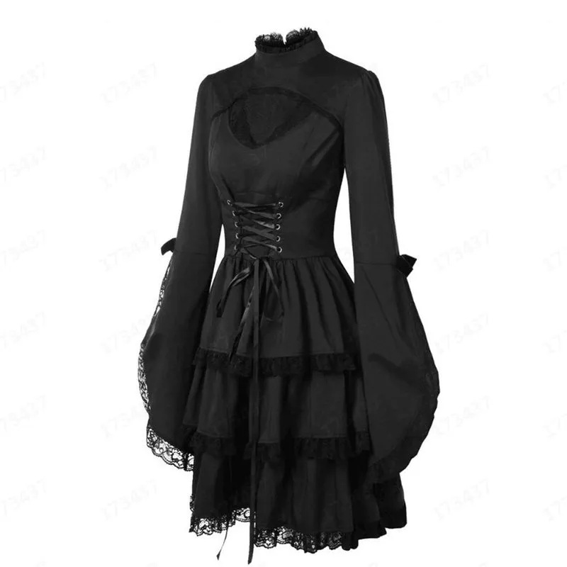 Funki Buys | Dresses | Women's Victorian Lace Up Goth Dress