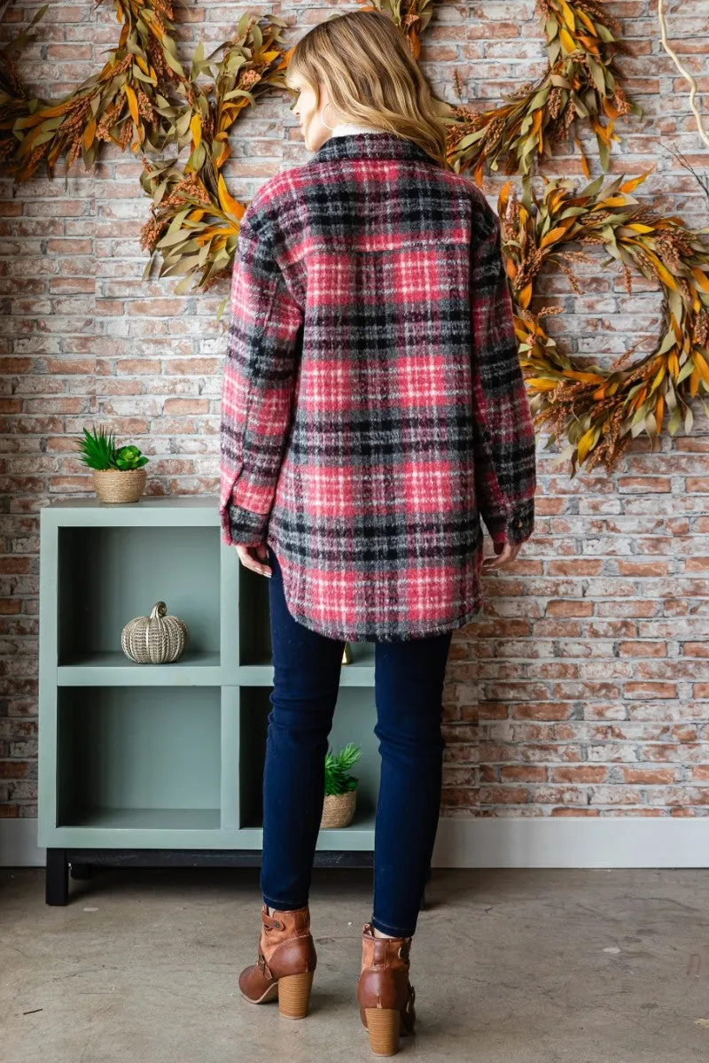 Fuschia Plaid flannel jacket * on sale *