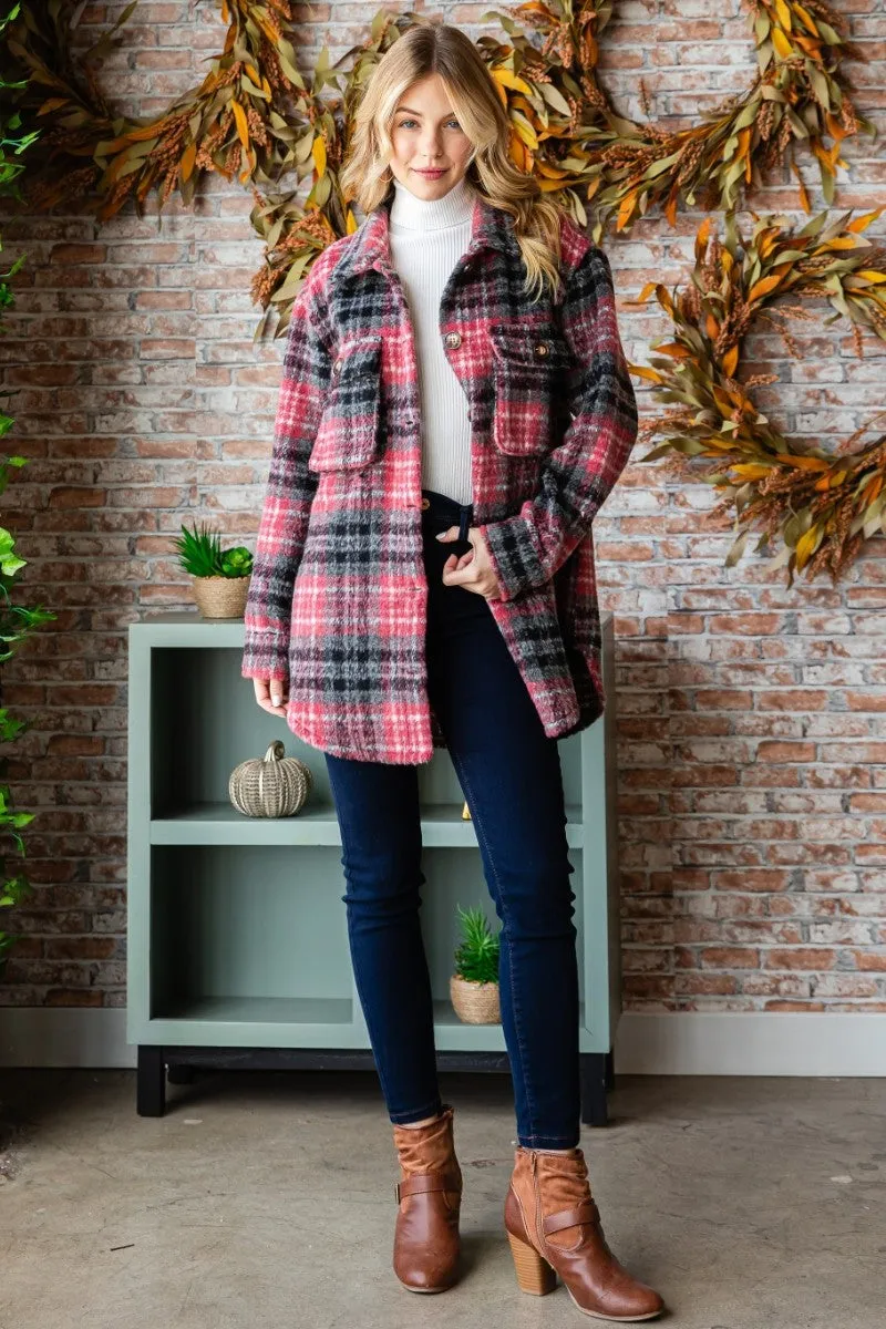 Fuschia Plaid flannel jacket * on sale *