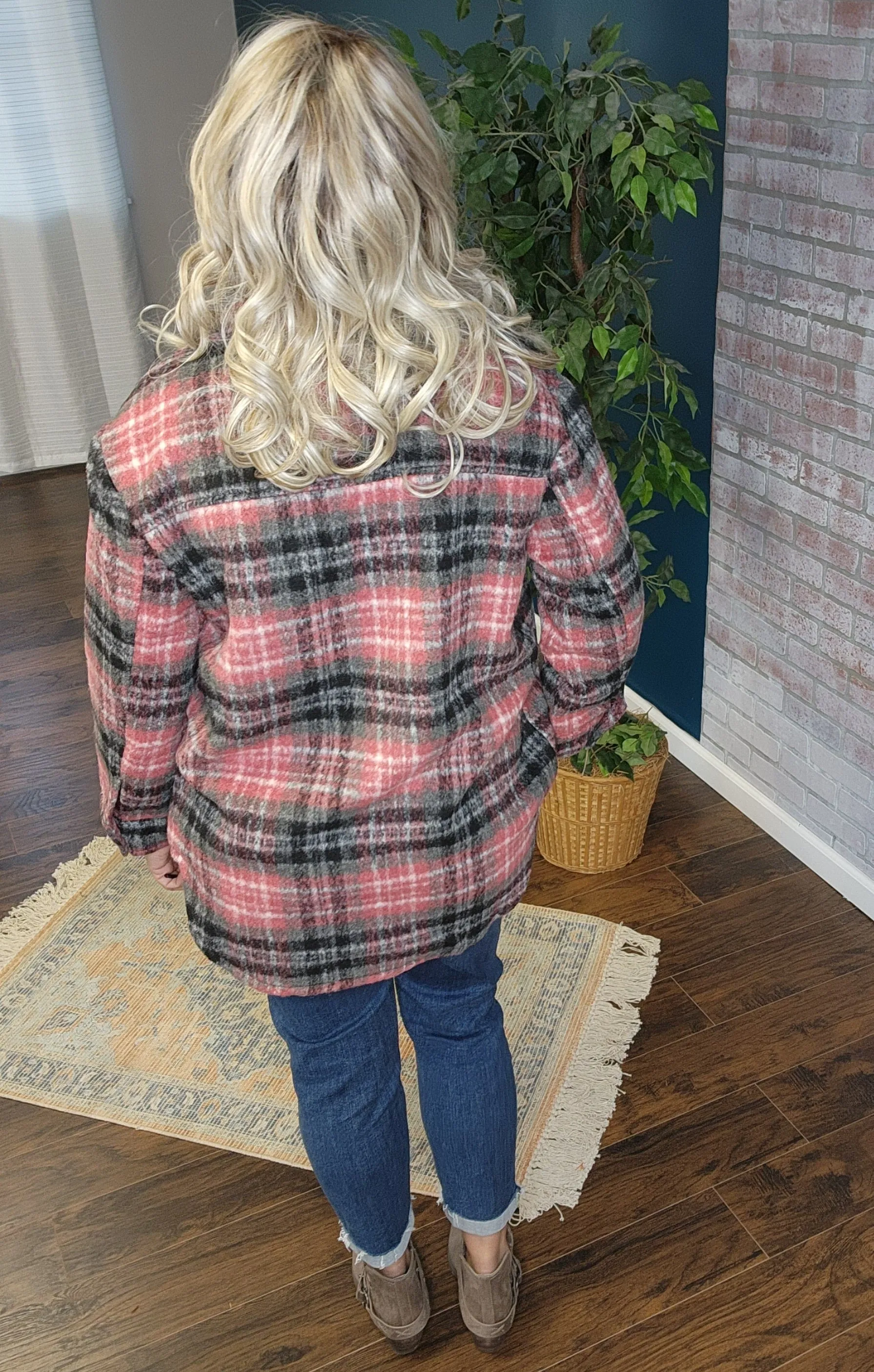 Fuschia Plaid flannel jacket * on sale *