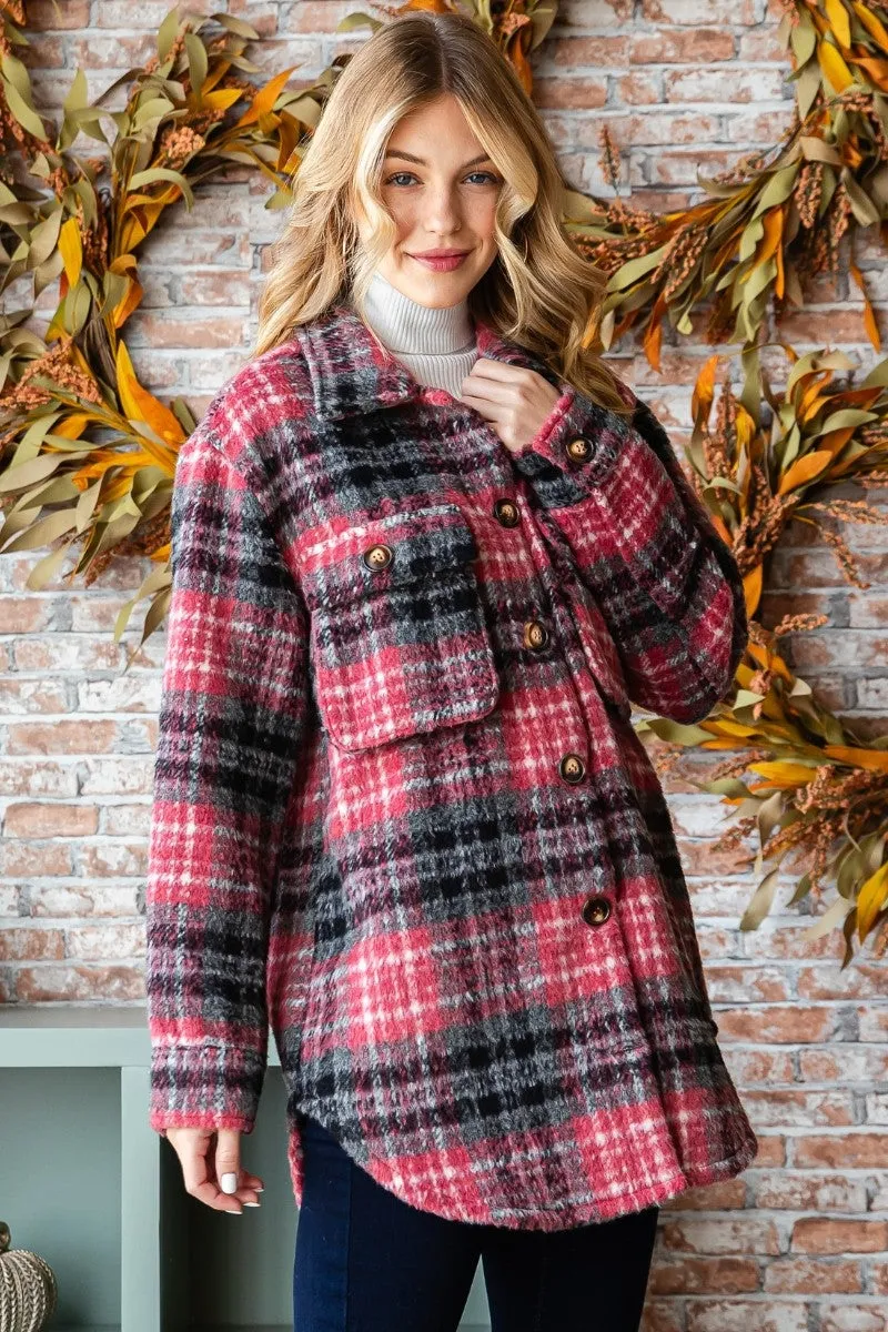 Fuschia Plaid flannel jacket * on sale *