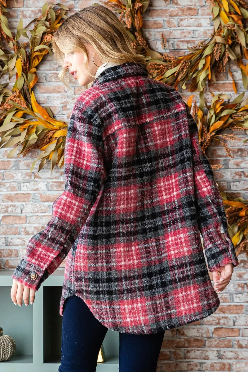 Fuschia Plaid flannel jacket * on sale *