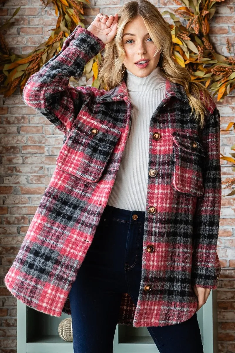 Fuschia Plaid flannel jacket * on sale *