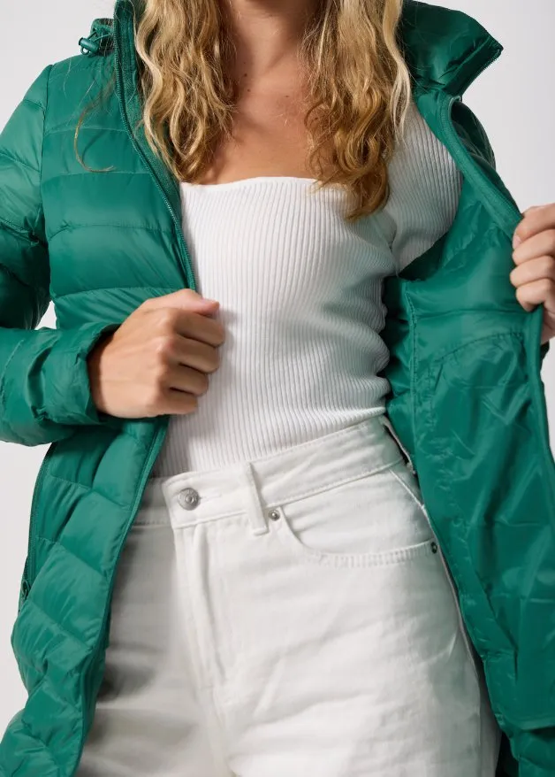 Game Day Green Duck Down Puffer Coat