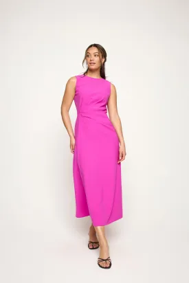 Gloria Sleeveless Side Ruched Midi Dress