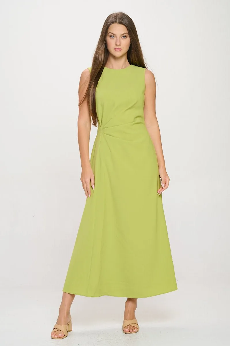 Gloria Sleeveless Side Ruched Midi Dress