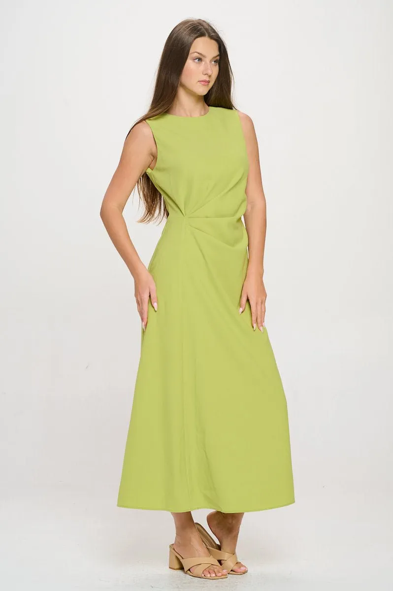 Gloria Sleeveless Side Ruched Midi Dress