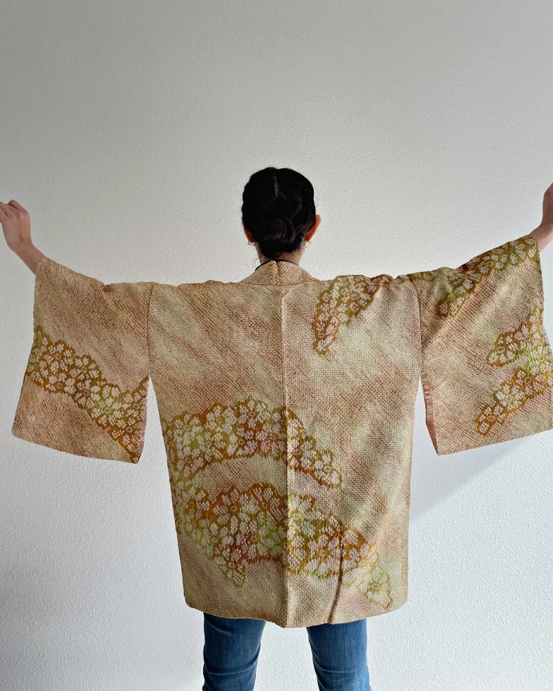 Golden Cosmos Shibori Haori Kimono Jacket