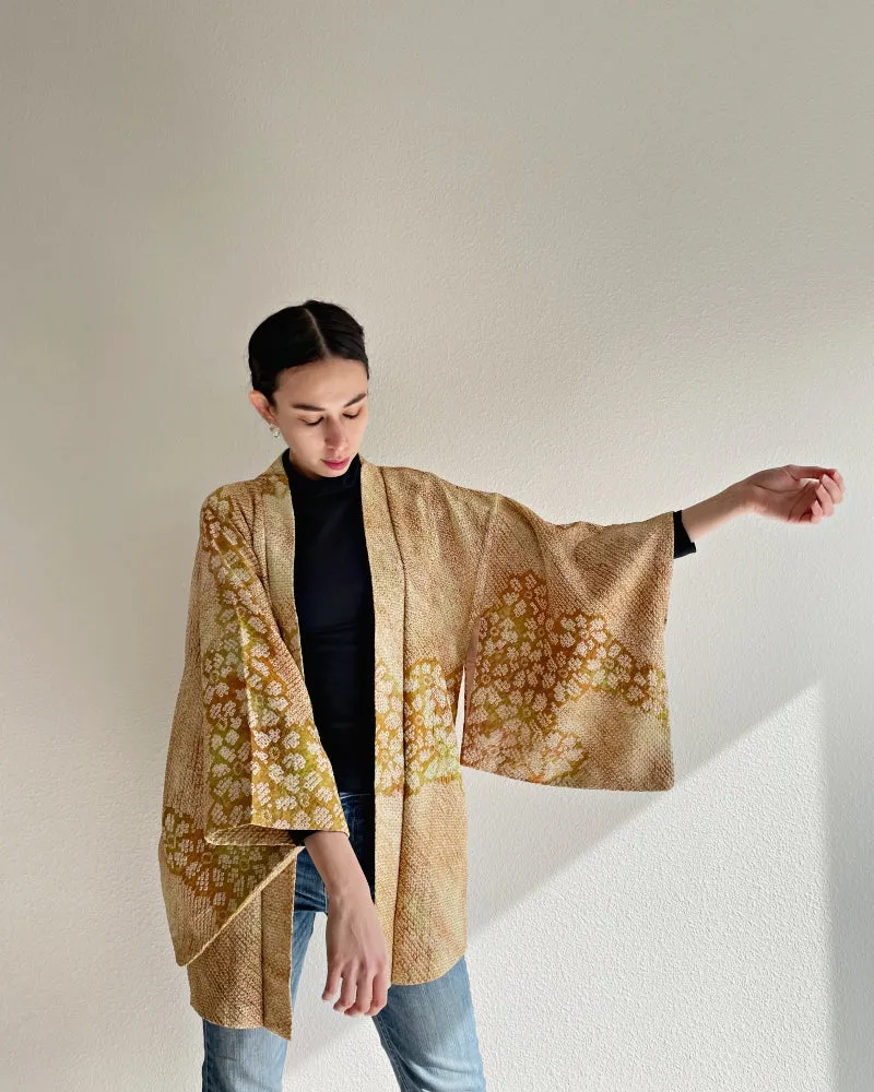 Golden Cosmos Shibori Haori Kimono Jacket