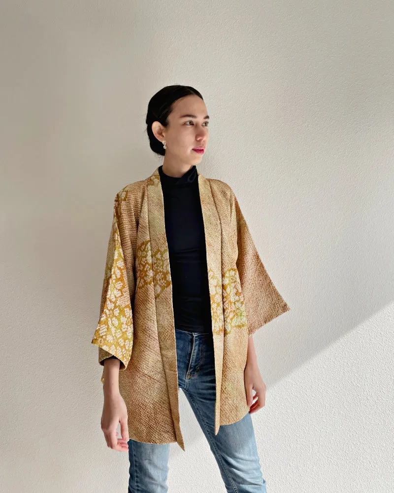 Golden Cosmos Shibori Haori Kimono Jacket