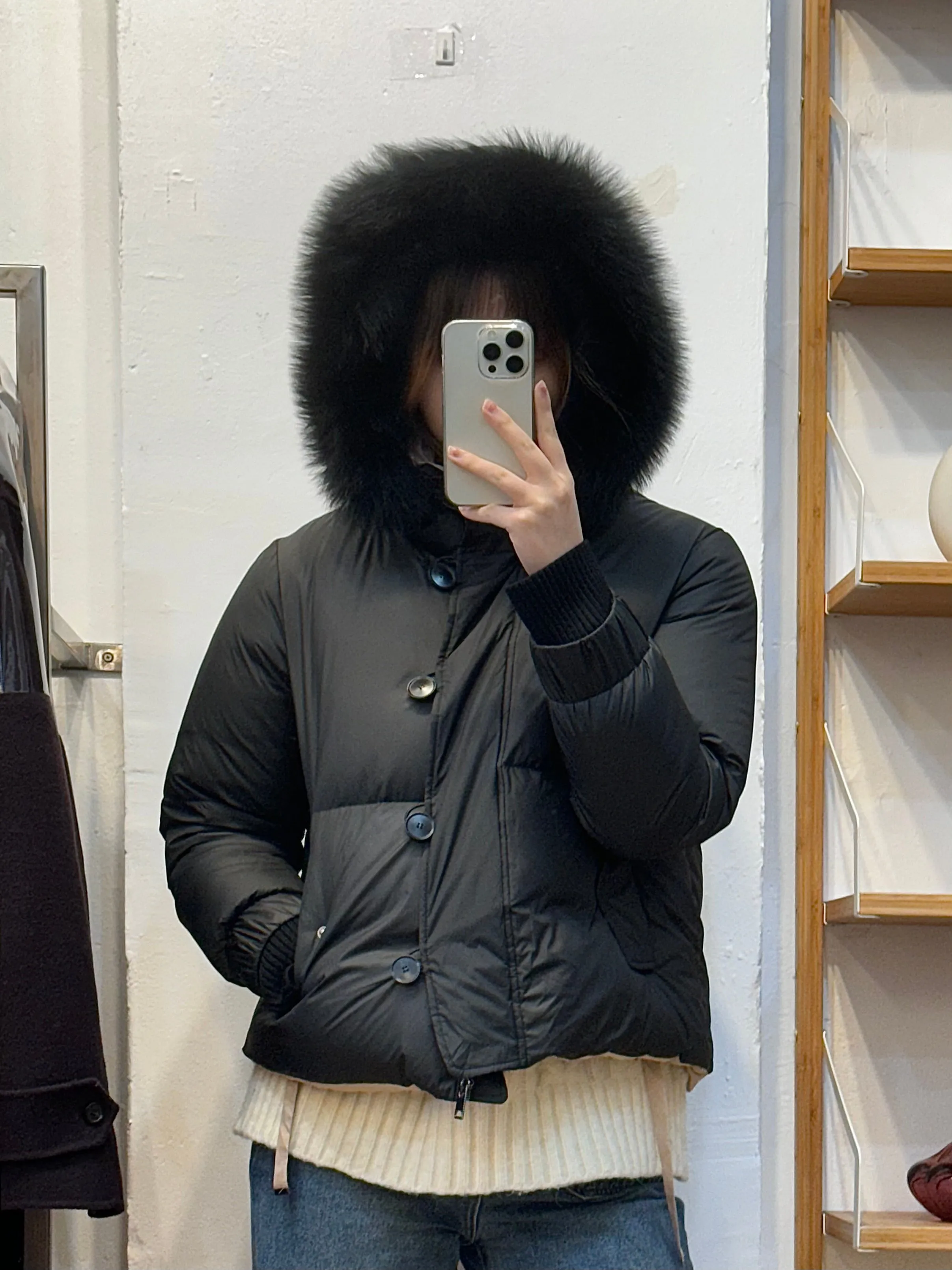 Goose Down Jacket with Fox Fur