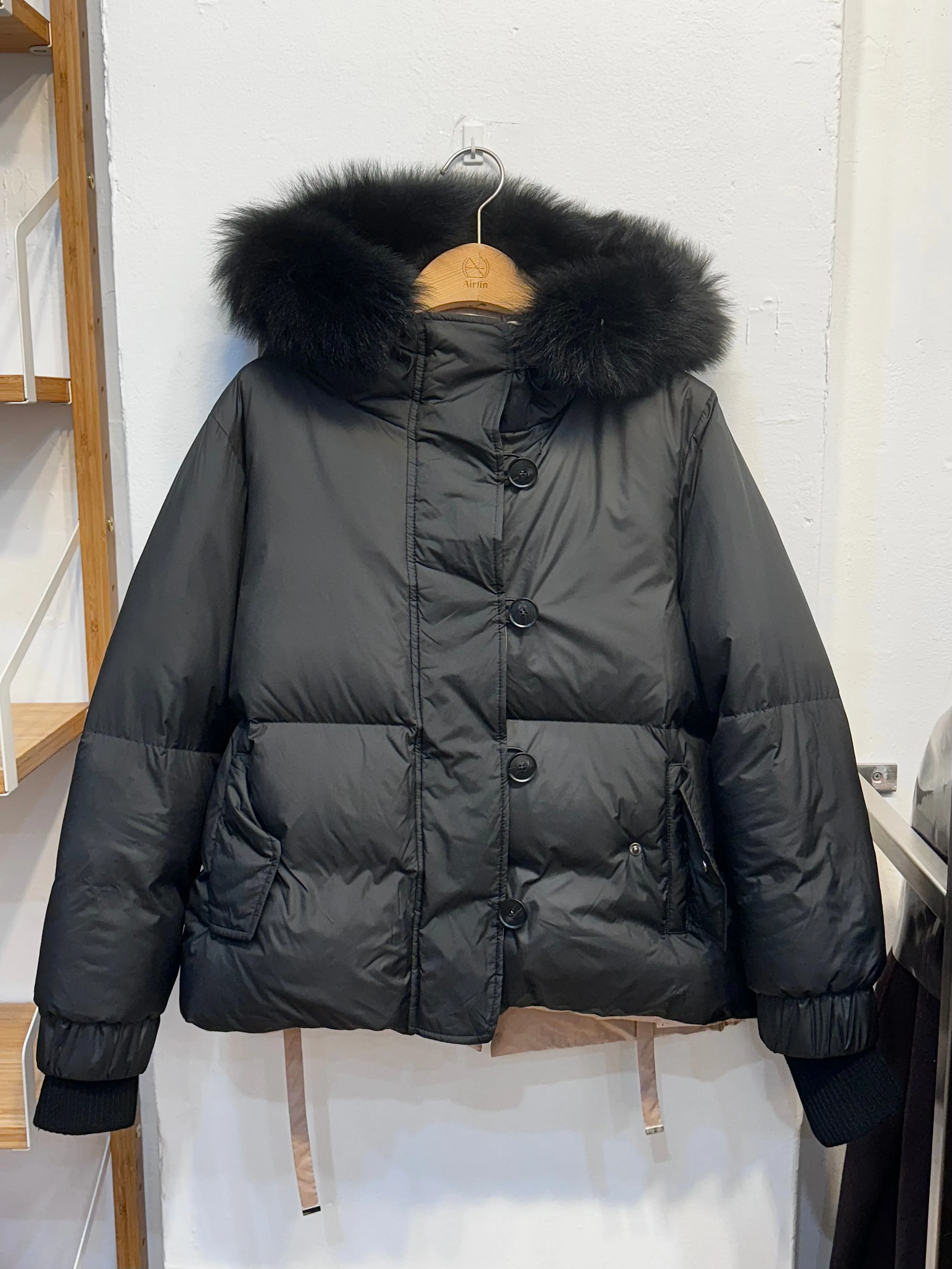 Goose Down Jacket with Fox Fur