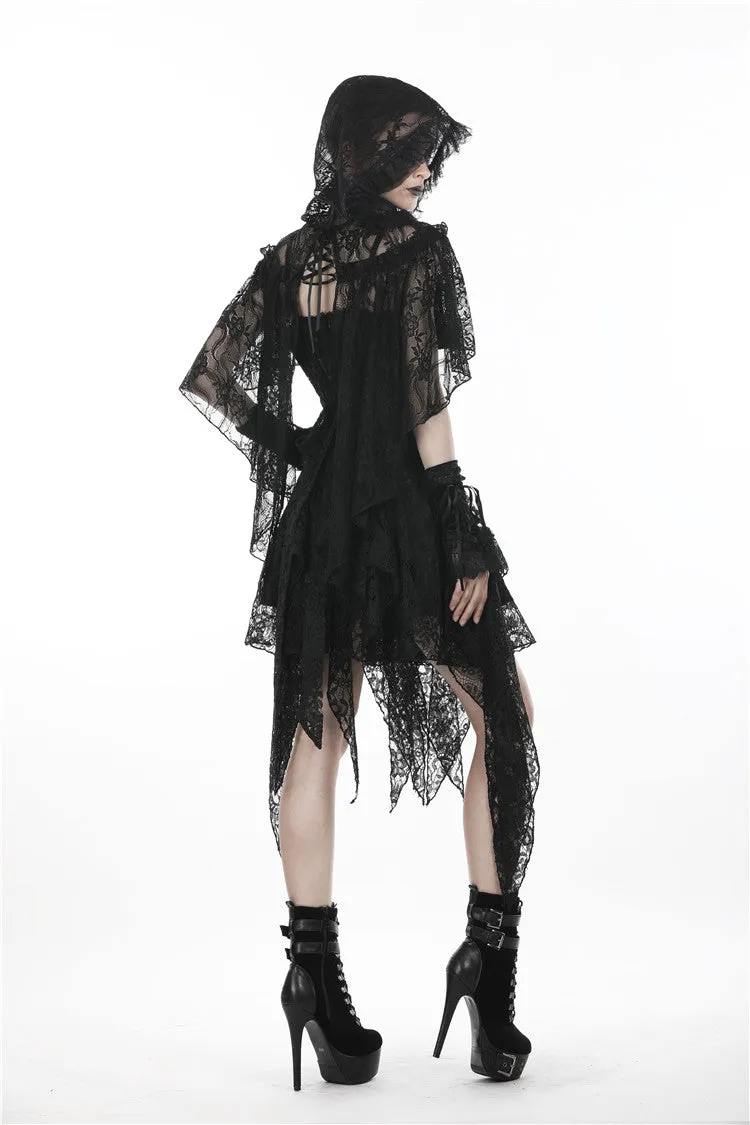 Gothic gorgeous lace hooded cape BW061