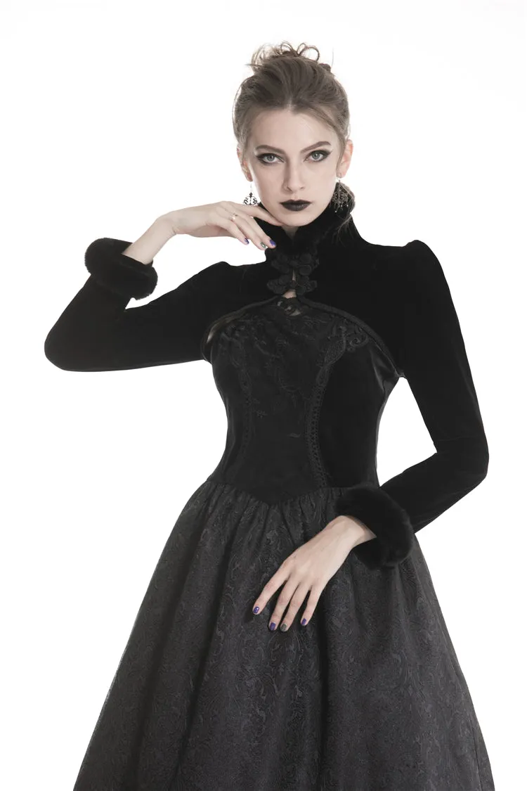 Gothic women Black fur cape  BW067