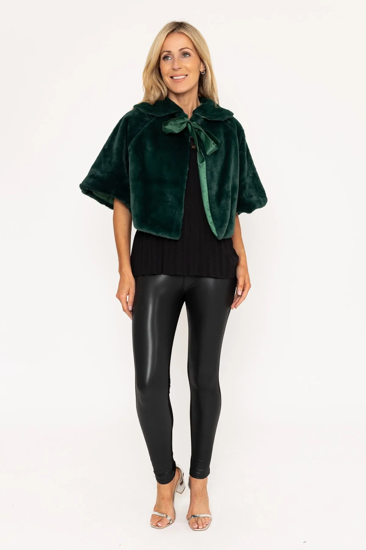 Green Faux Fur Cape