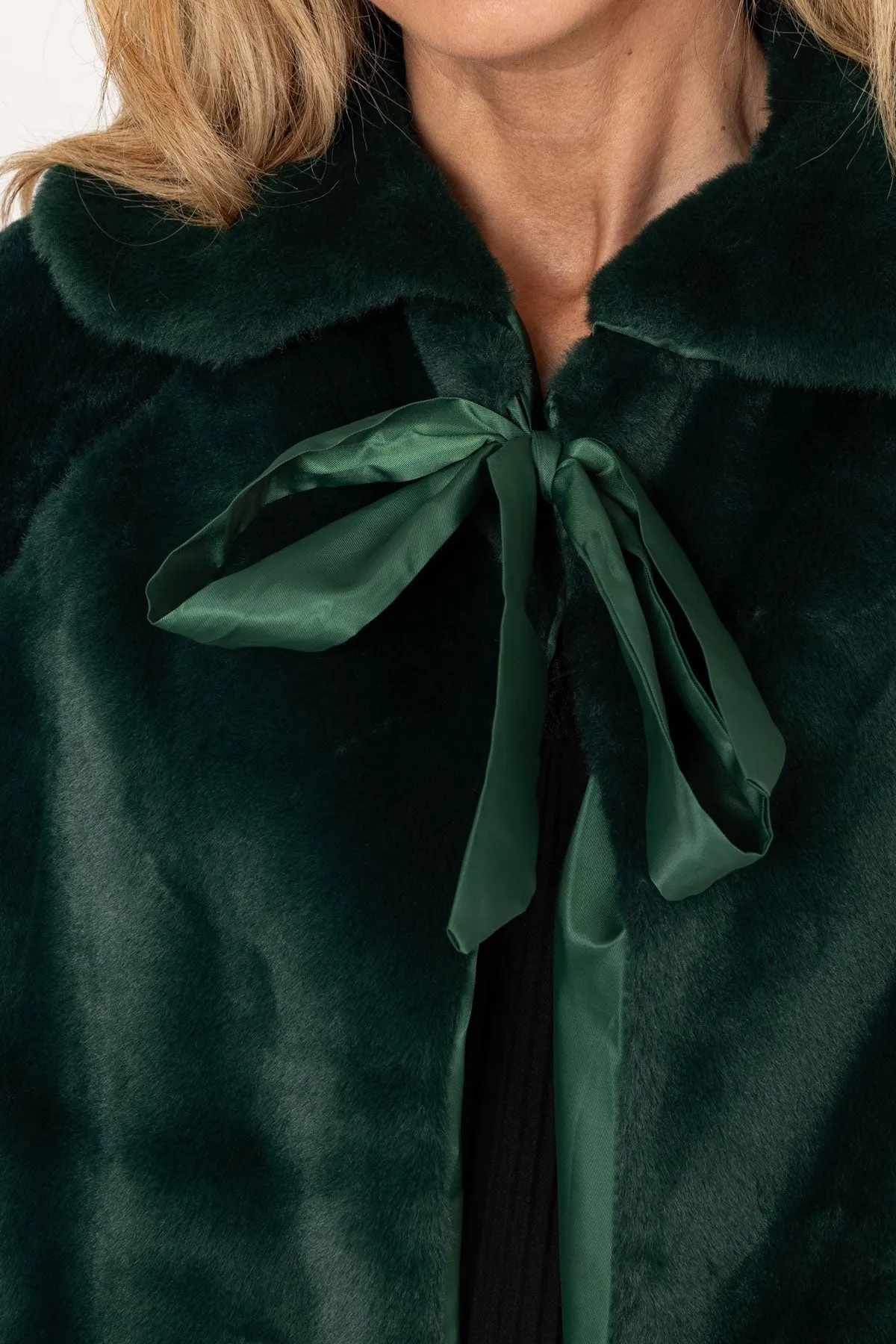 Green Faux Fur Cape