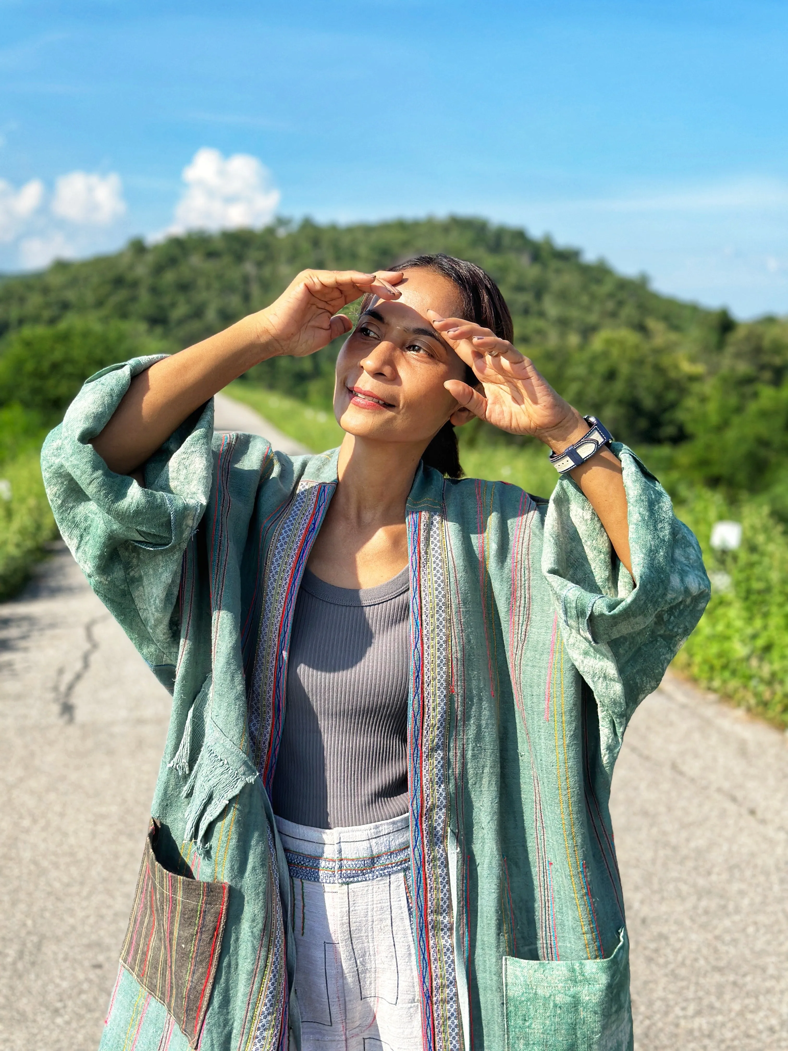 Green hemp coat