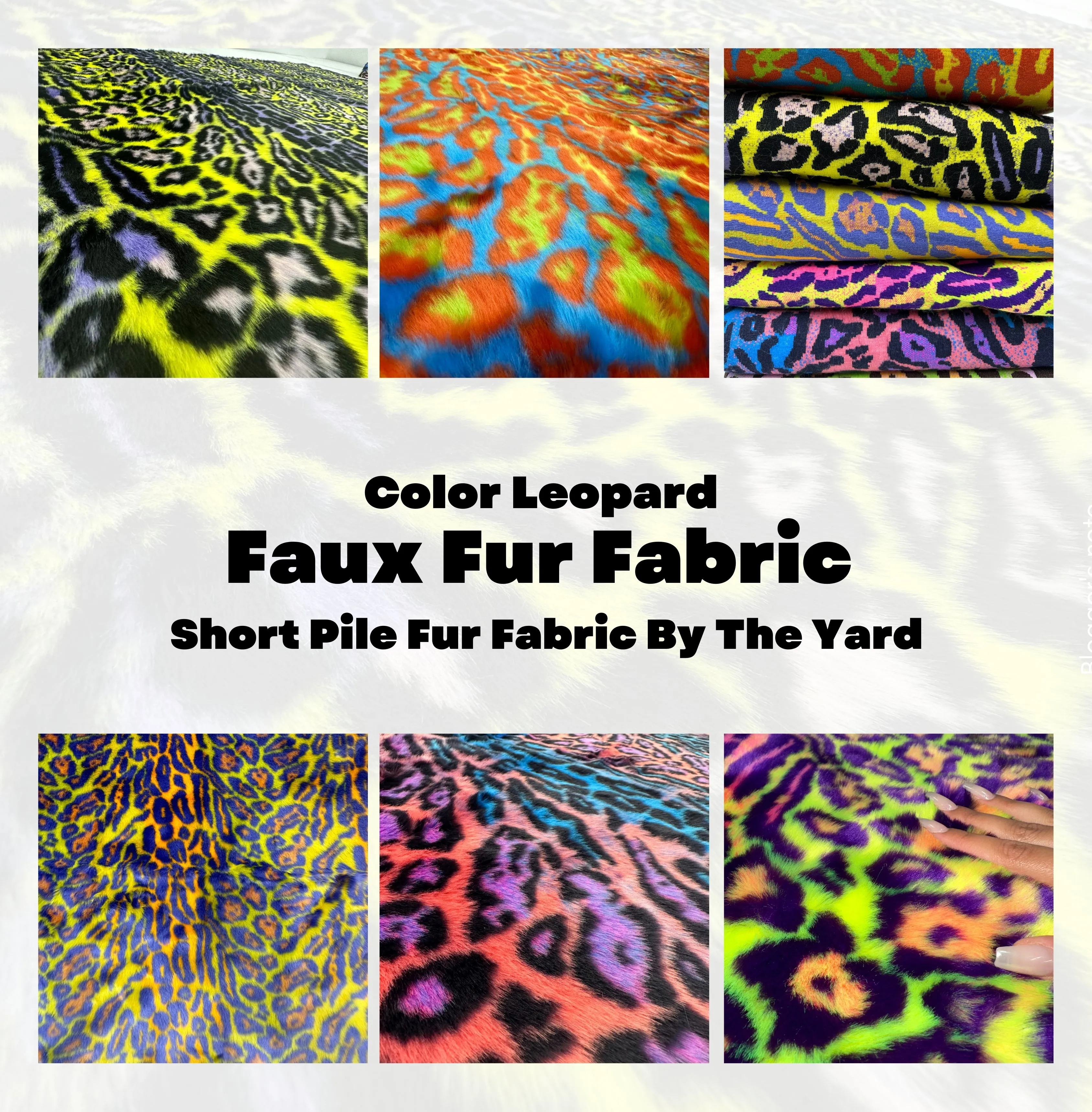 Green Leopard Short pile Faux Fur Fabric By The Yard