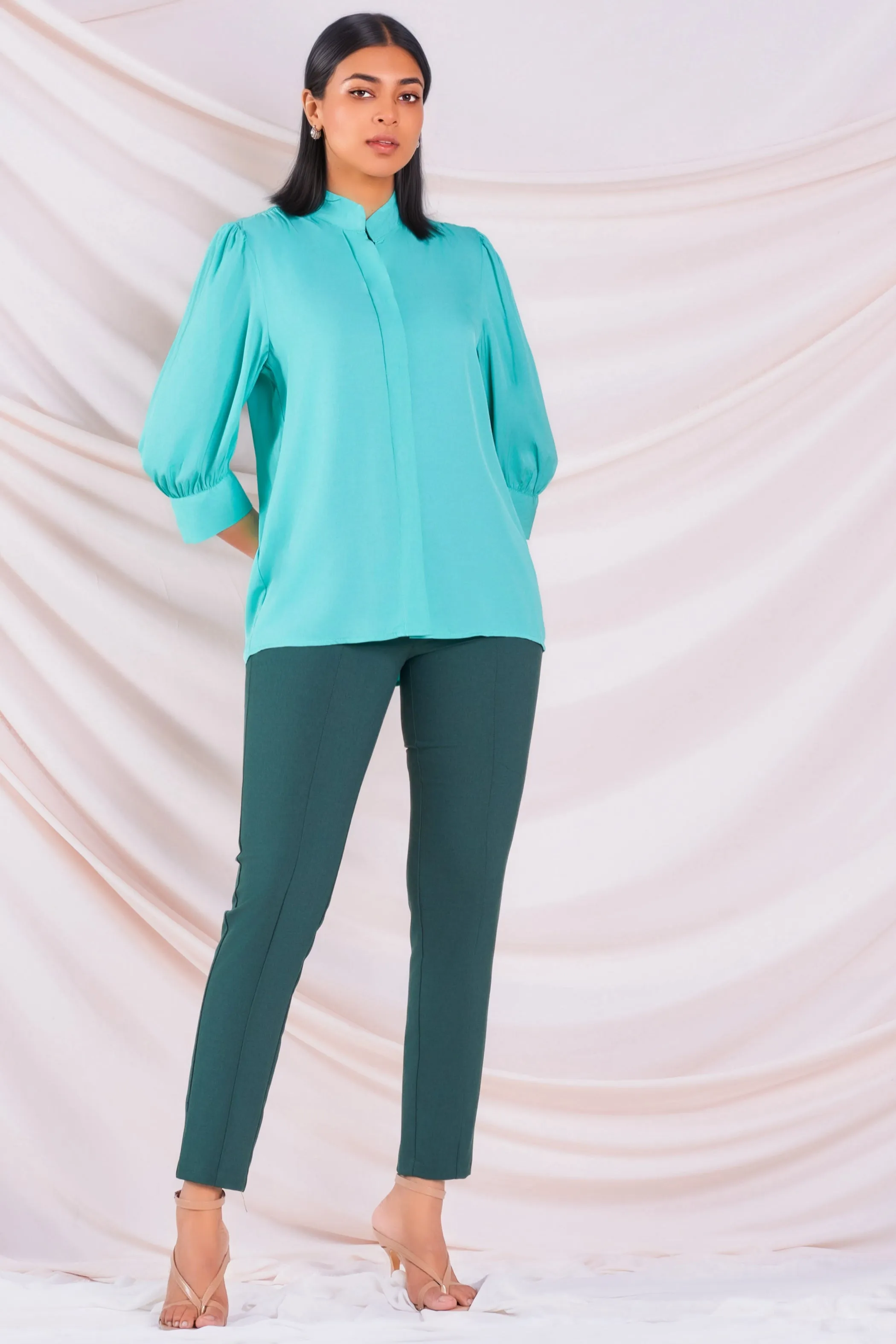 Green Puff Sleeve Top