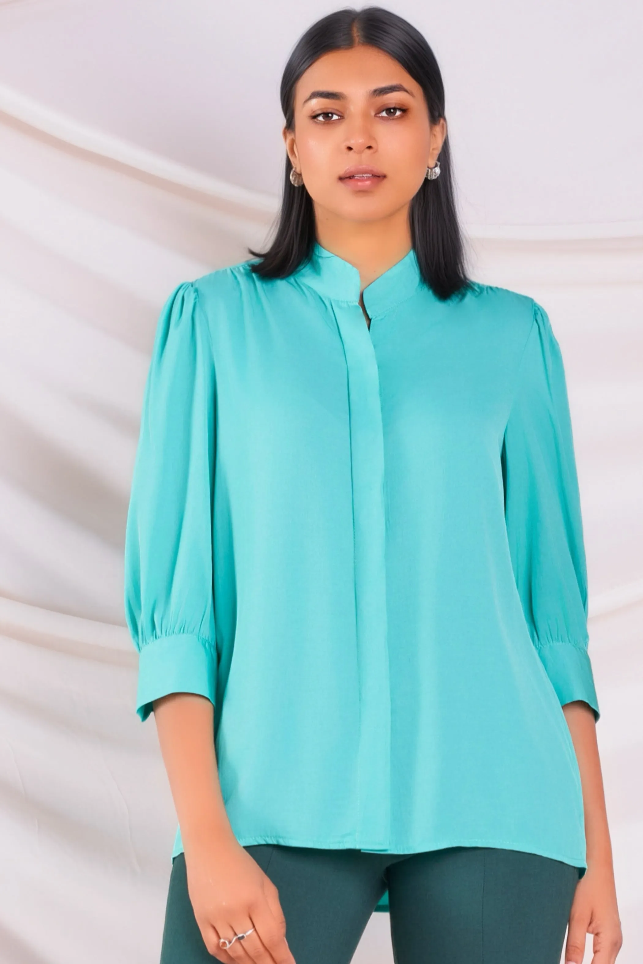 Green Puff Sleeve Top