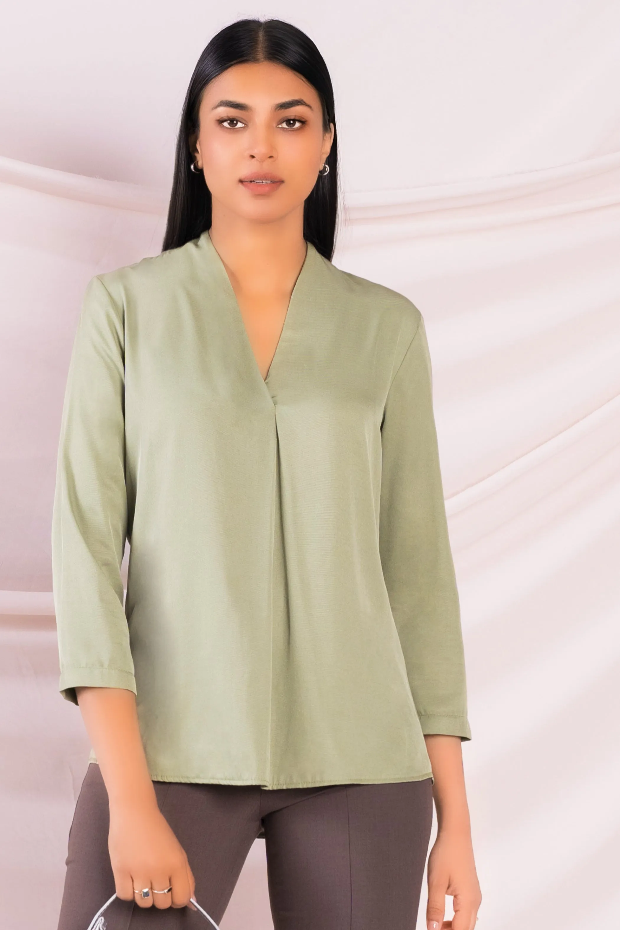 Green V Neck Top