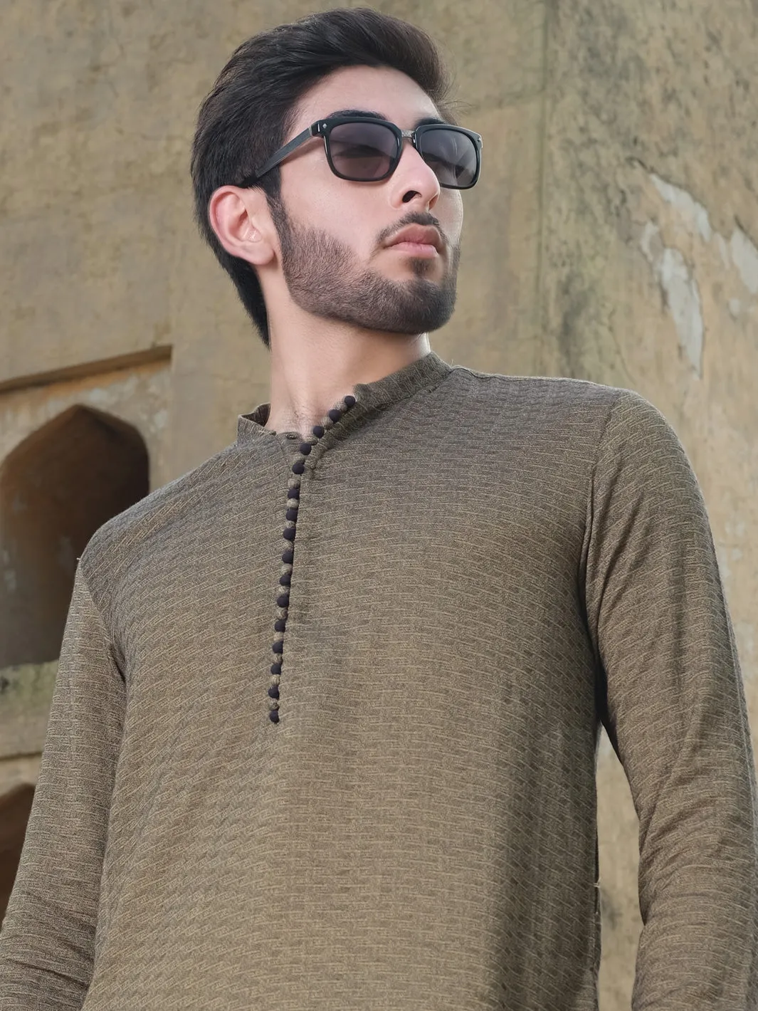 Green Woven Kurta - AL-K-876