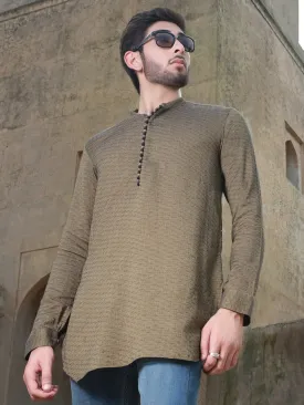 Green Woven Kurta - AL-K-876