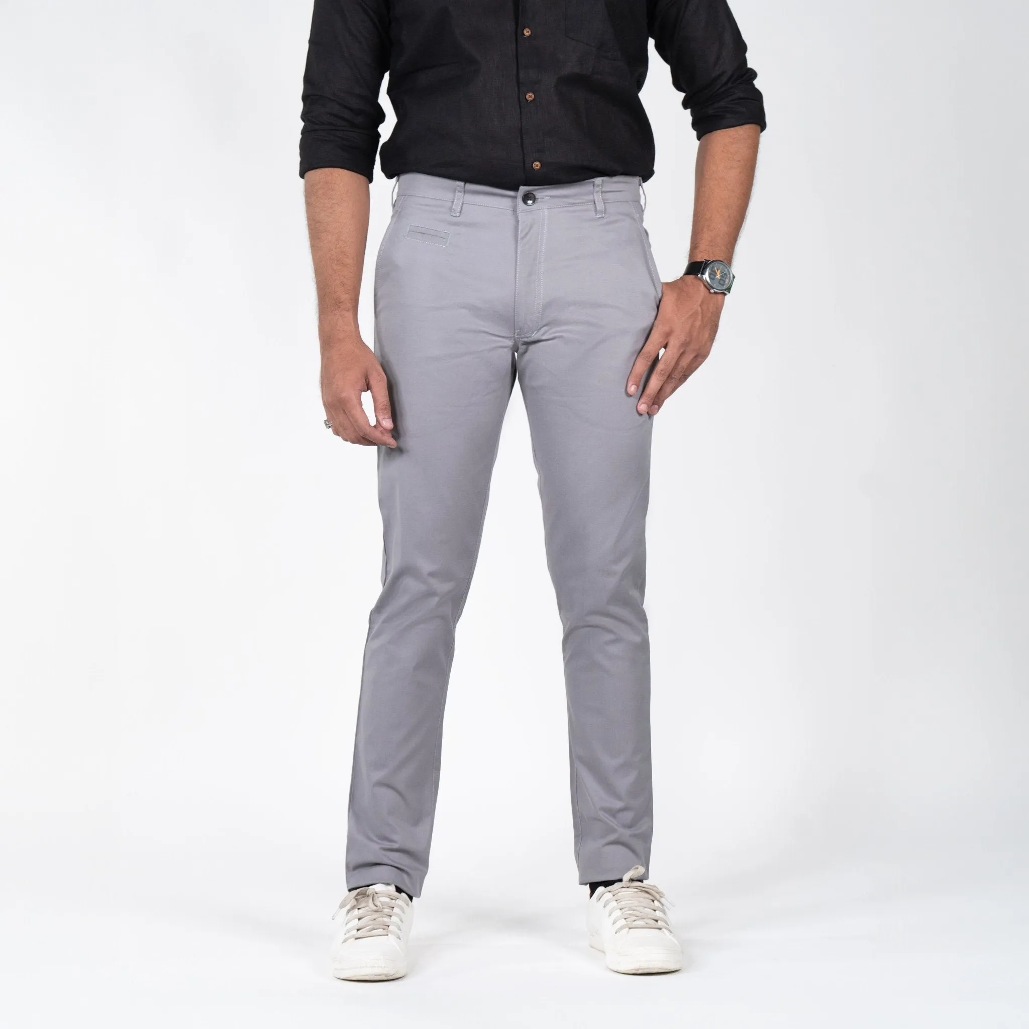 Grey Color Cotton Trouser Pants for Men