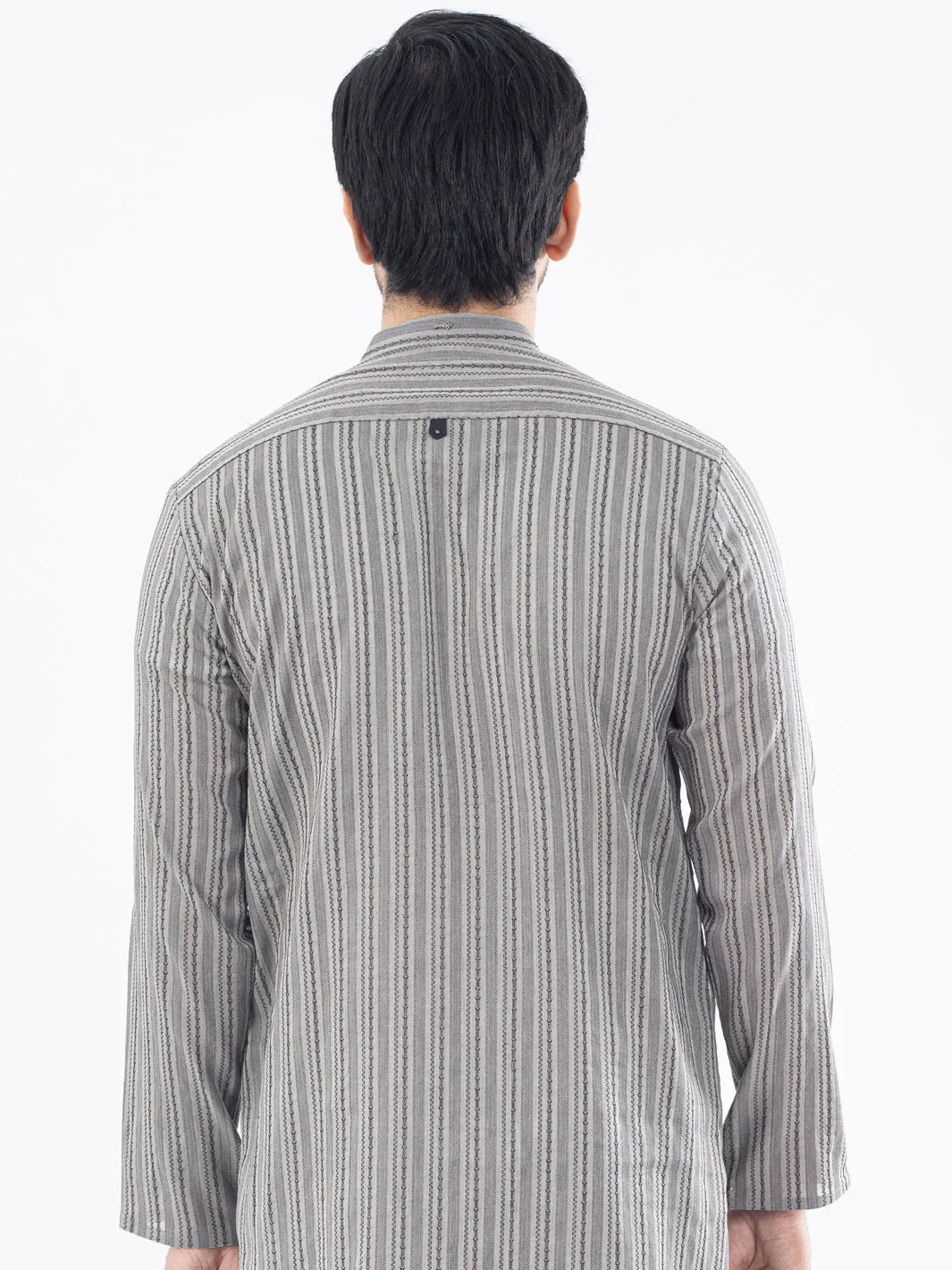 Grey Cotton Kurta - AL-K-1076