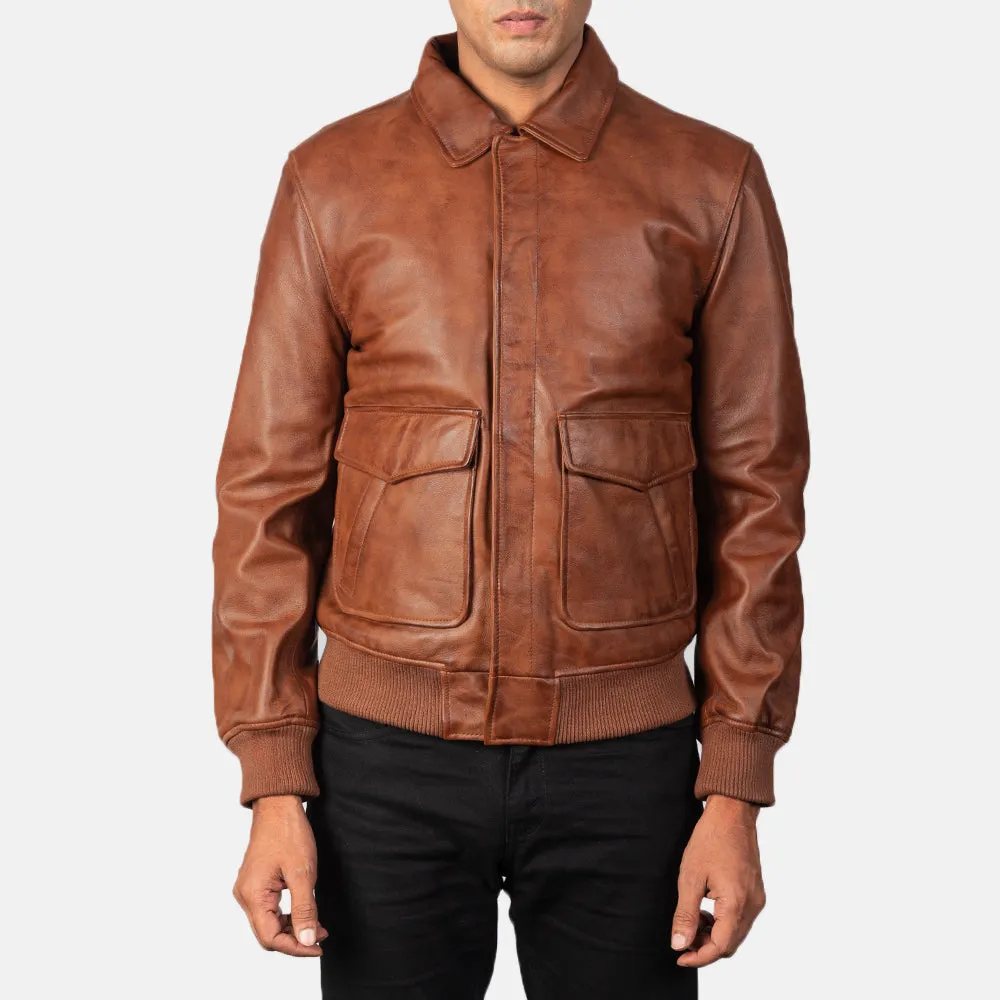 Heisenberg Brown Leather Bomber Jacket