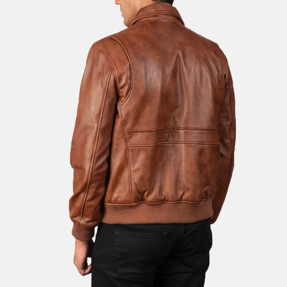 Heisenberg Brown Leather Bomber Jacket