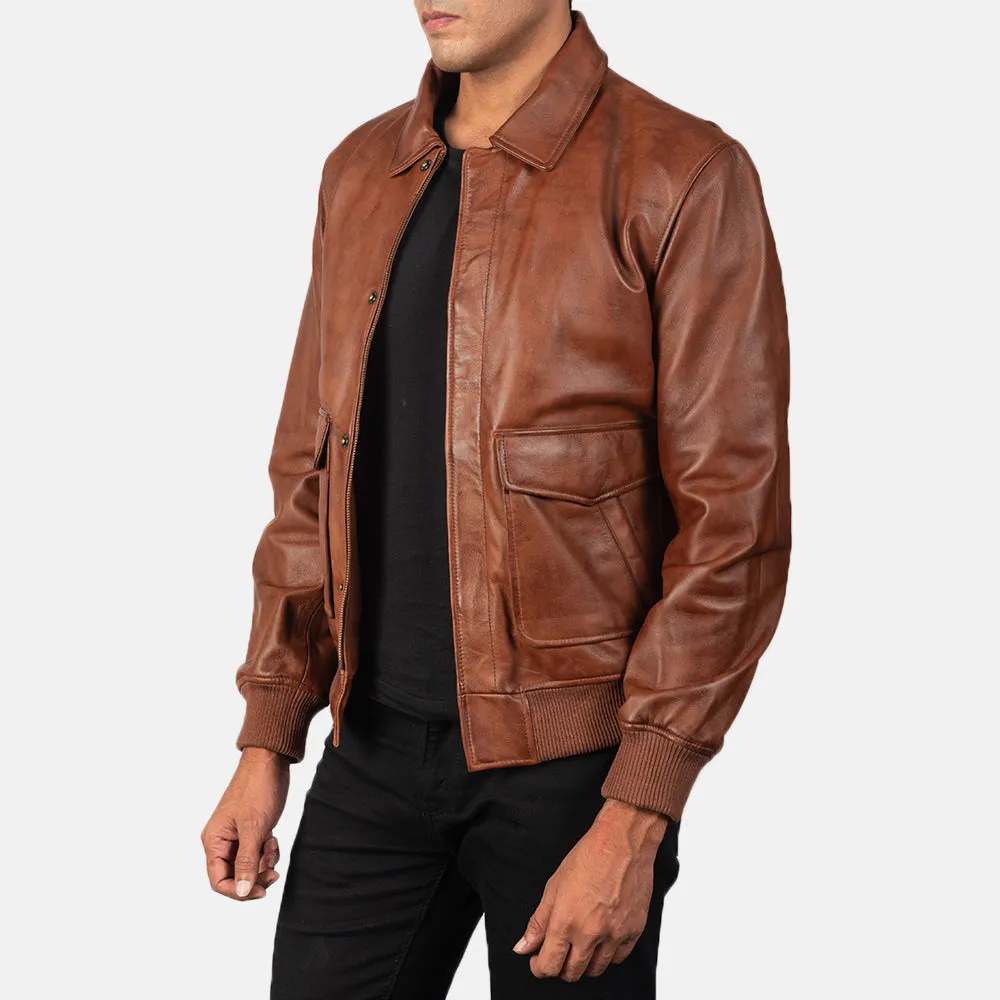 Heisenberg Brown Leather Bomber Jacket