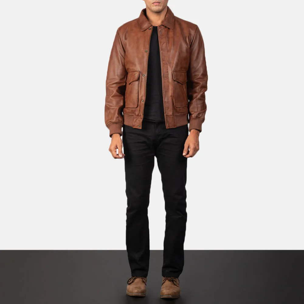 Heisenberg Brown Leather Bomber Jacket