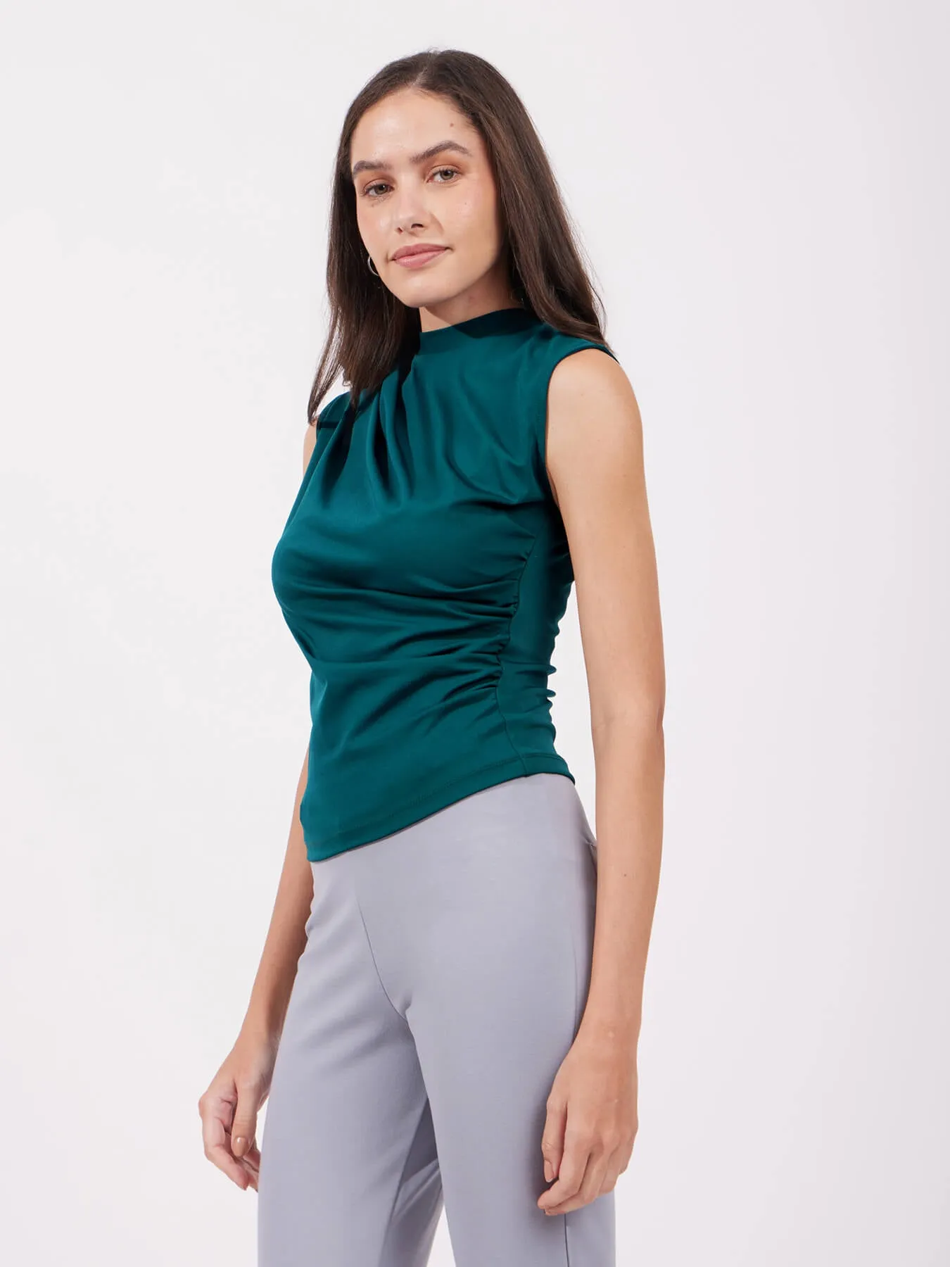 High Neck Sleeveless Top - Teal