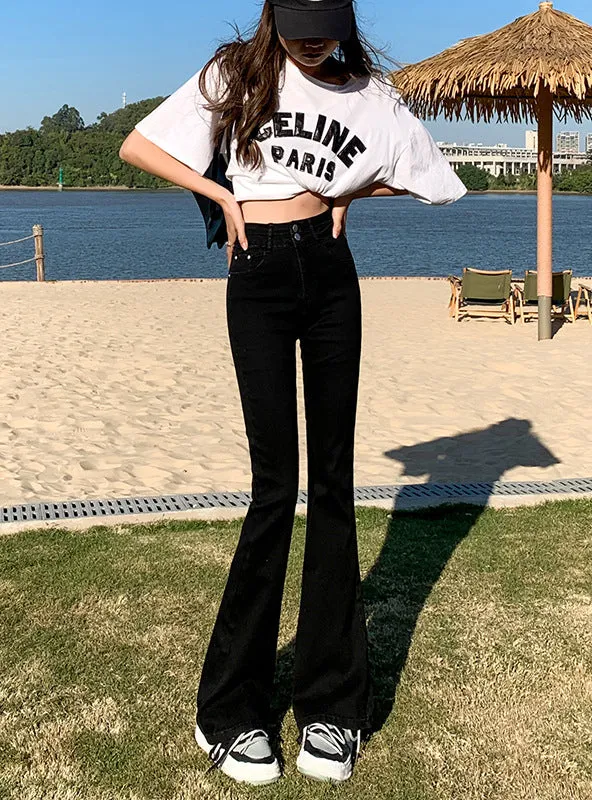 High Waist Black Vintage Skinny Pants Fashion