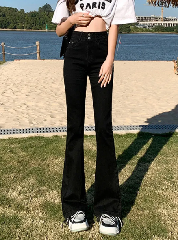 High Waist Black Vintage Skinny Pants Fashion