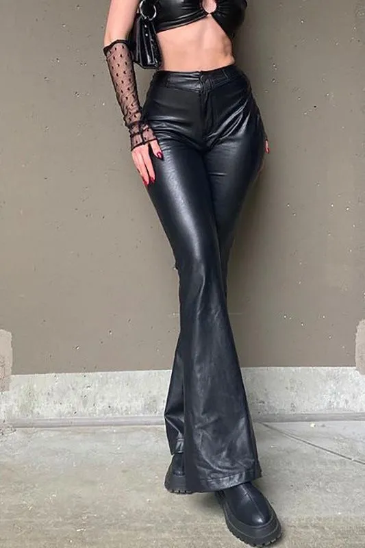 High Waist Elastic PU Leather Pant