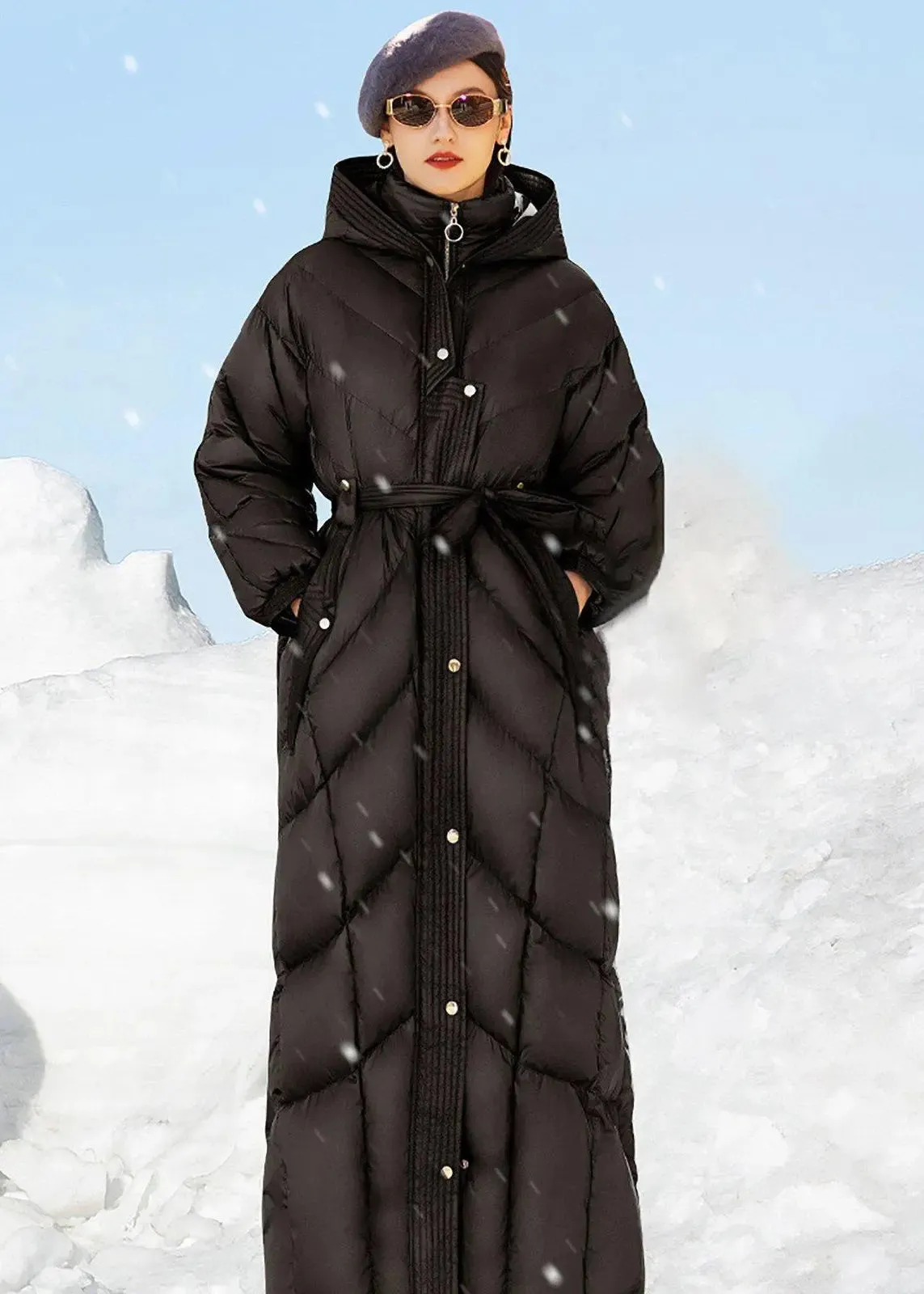 Hooded Maxi Thick Down Puffer Coat