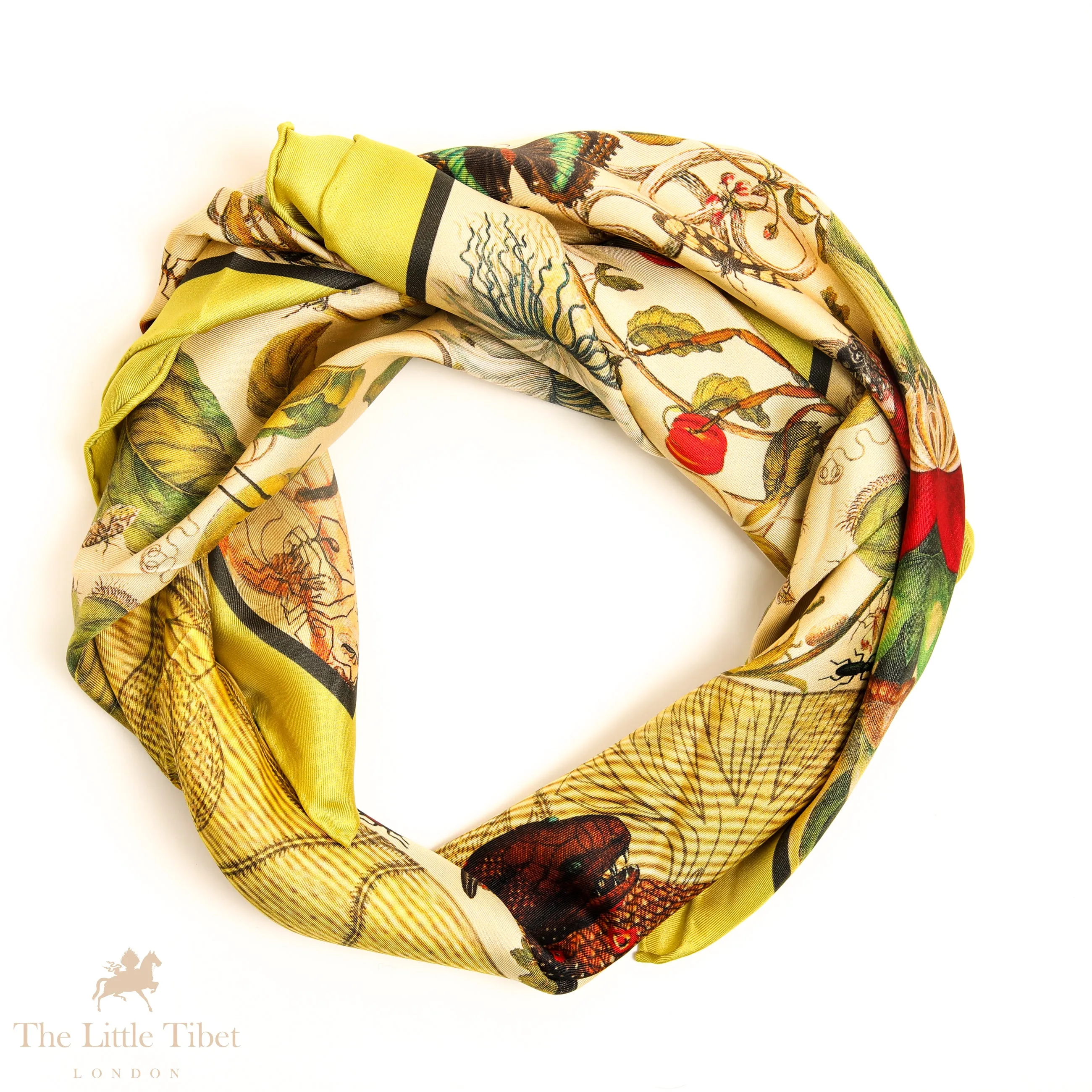 Infinity&Transformation: Silk Square vintage Botanical inspired design