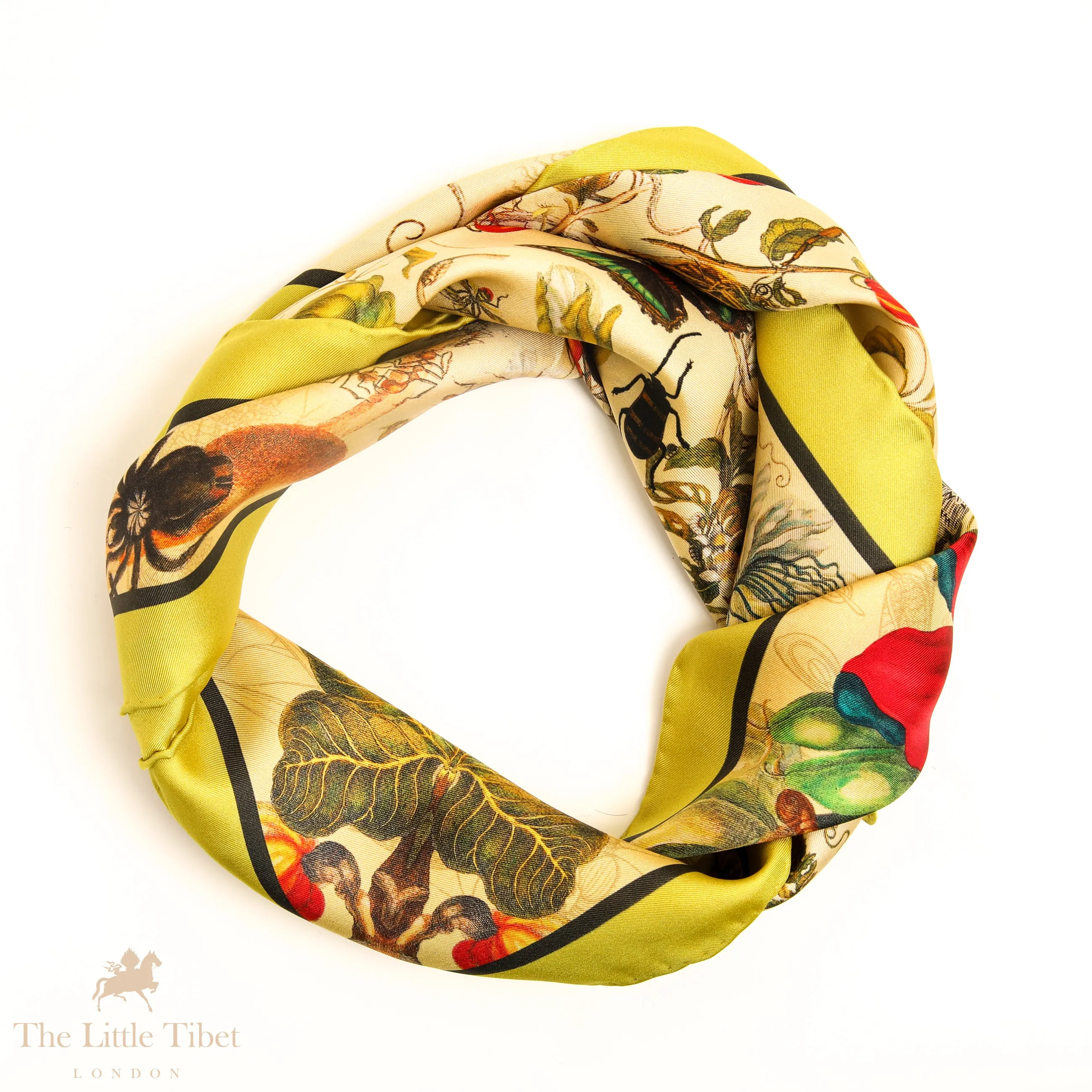 Infinity&Transformation: Silk Square vintage Botanical inspired design