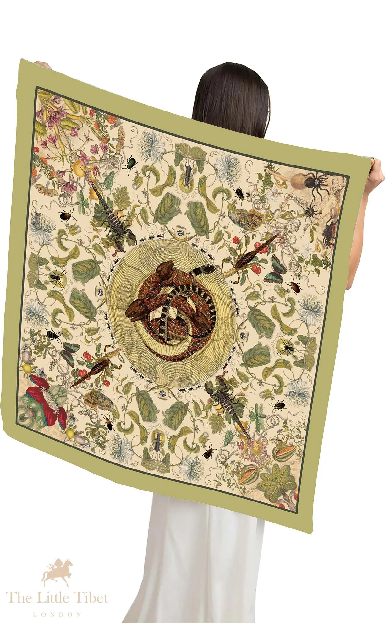 Infinity&Transformation: Silk Square vintage Botanical inspired design