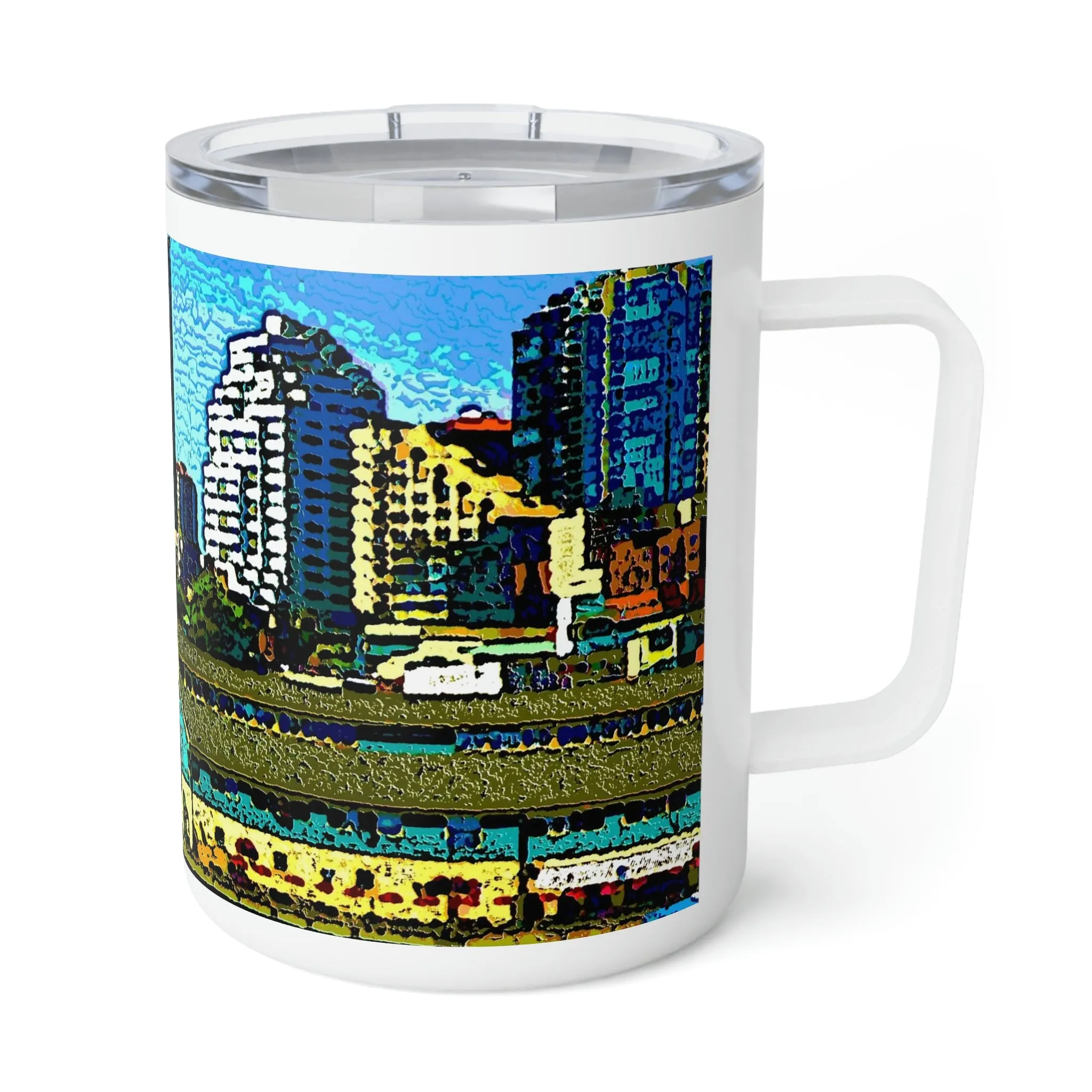 Insulated Coffee Mug, 10oz  ... That Classic Wheel ... 'Seattle's Wheel' ... & An Old Classic Waterside Vendors ...  'Family Archives' ... Original Works ...