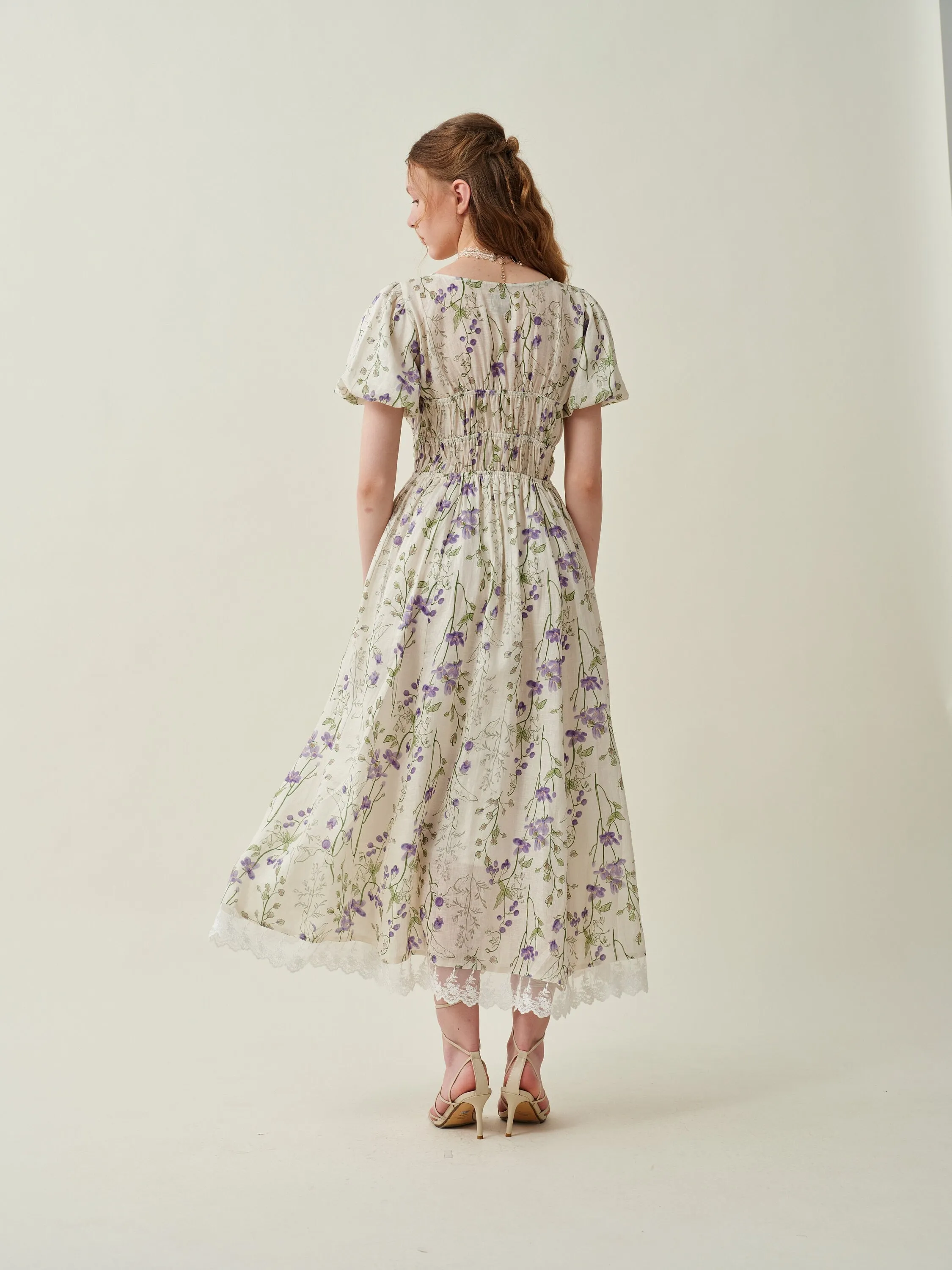 Iris 23 | Floral 100% linen dress