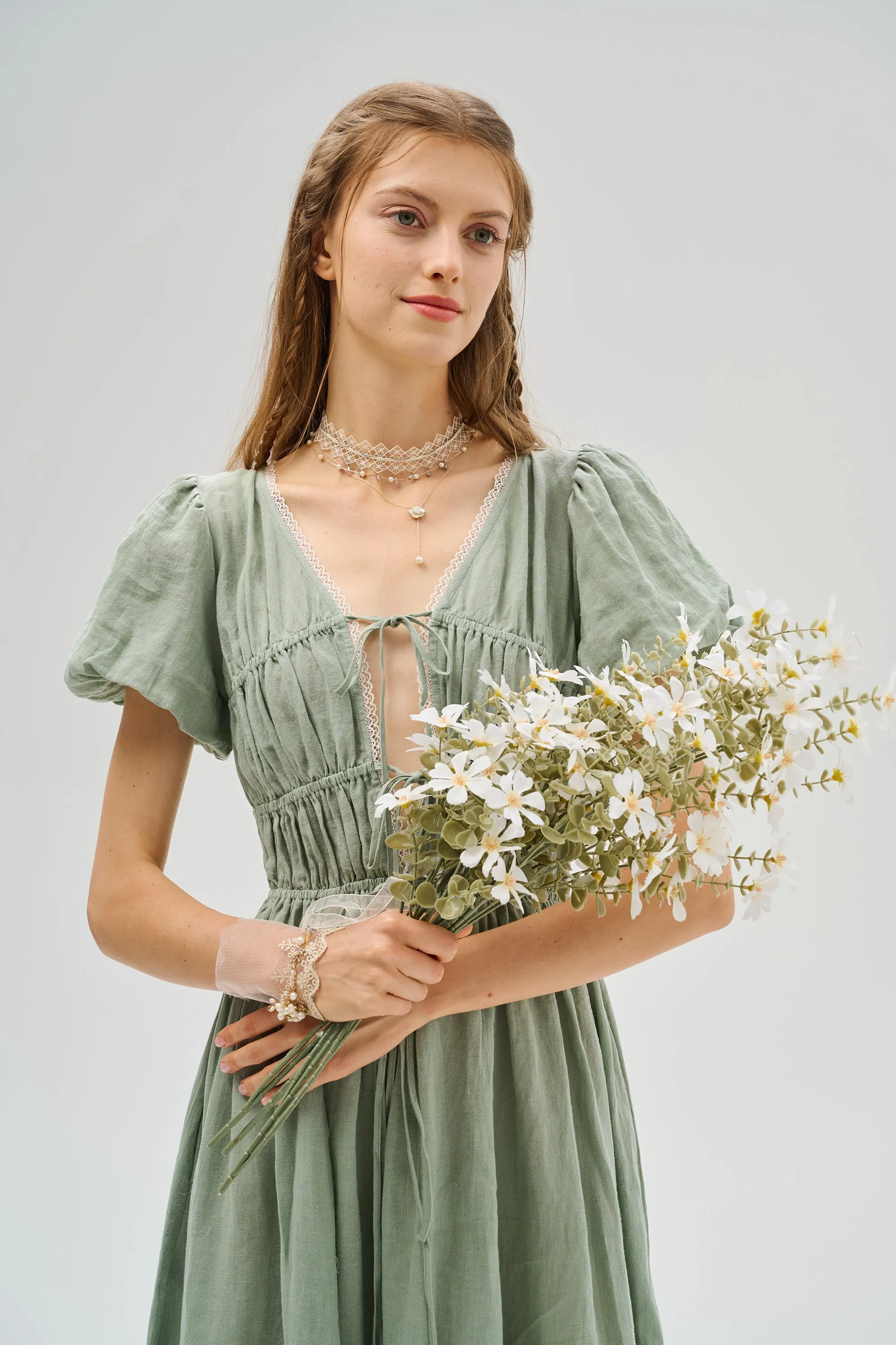 IRIS 23 | lace up linen dress