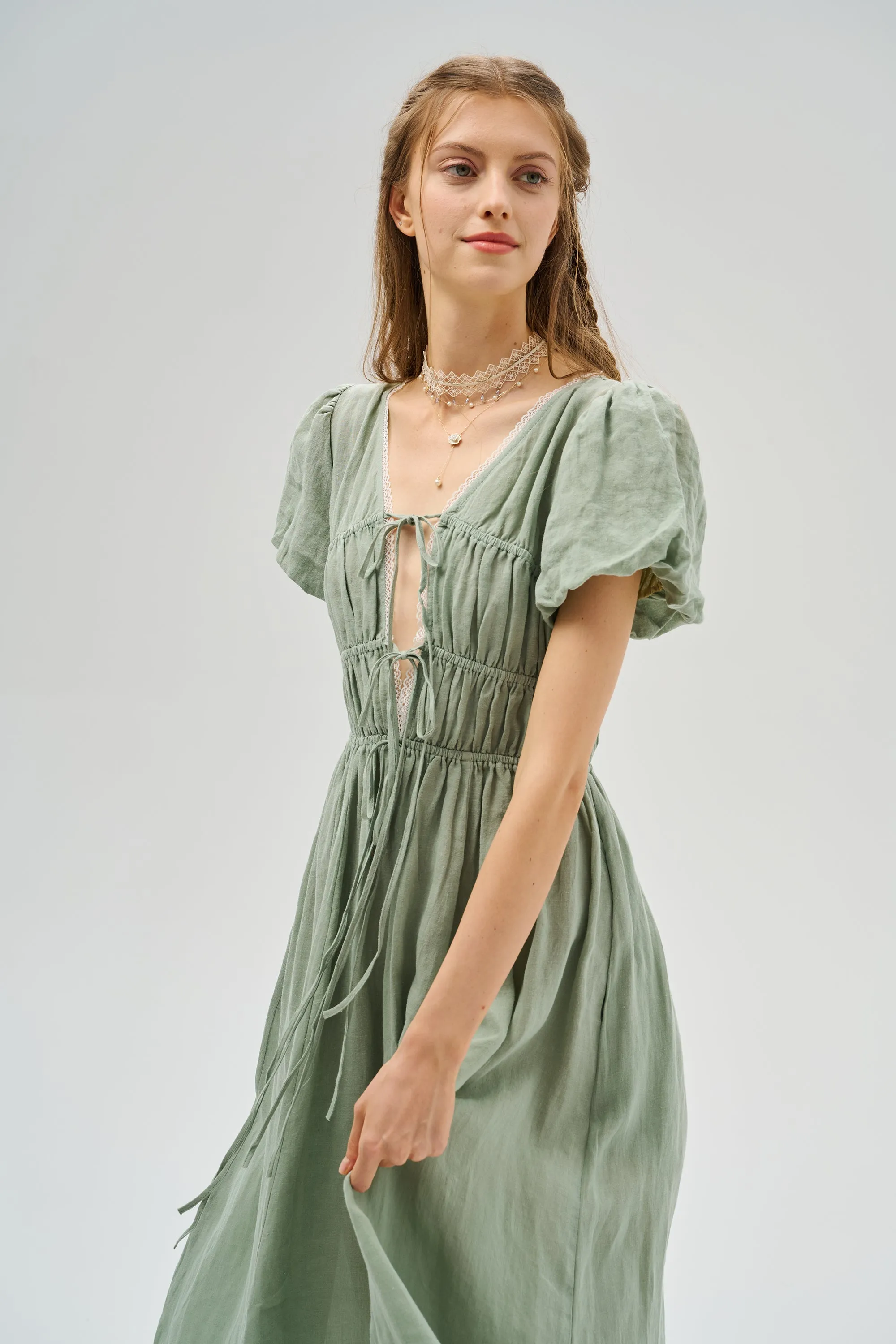 IRIS 23 | lace up linen dress