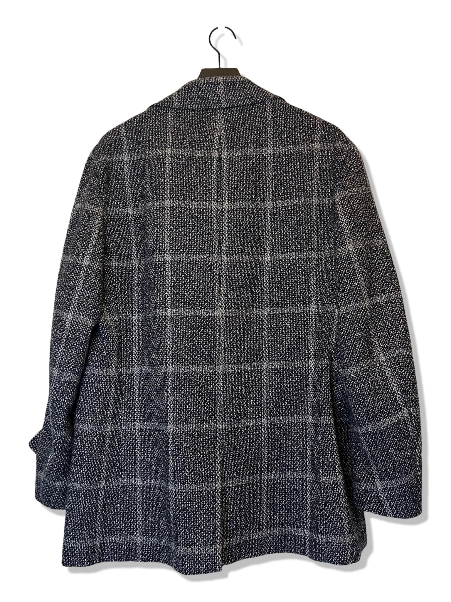 Isaia Napoli Plaid Navy Coat, Size 54R