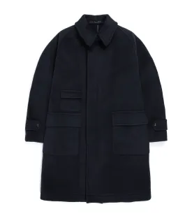 Kaptain Sunshine Melton Double Cloth Wool Traveller Coat: Navy