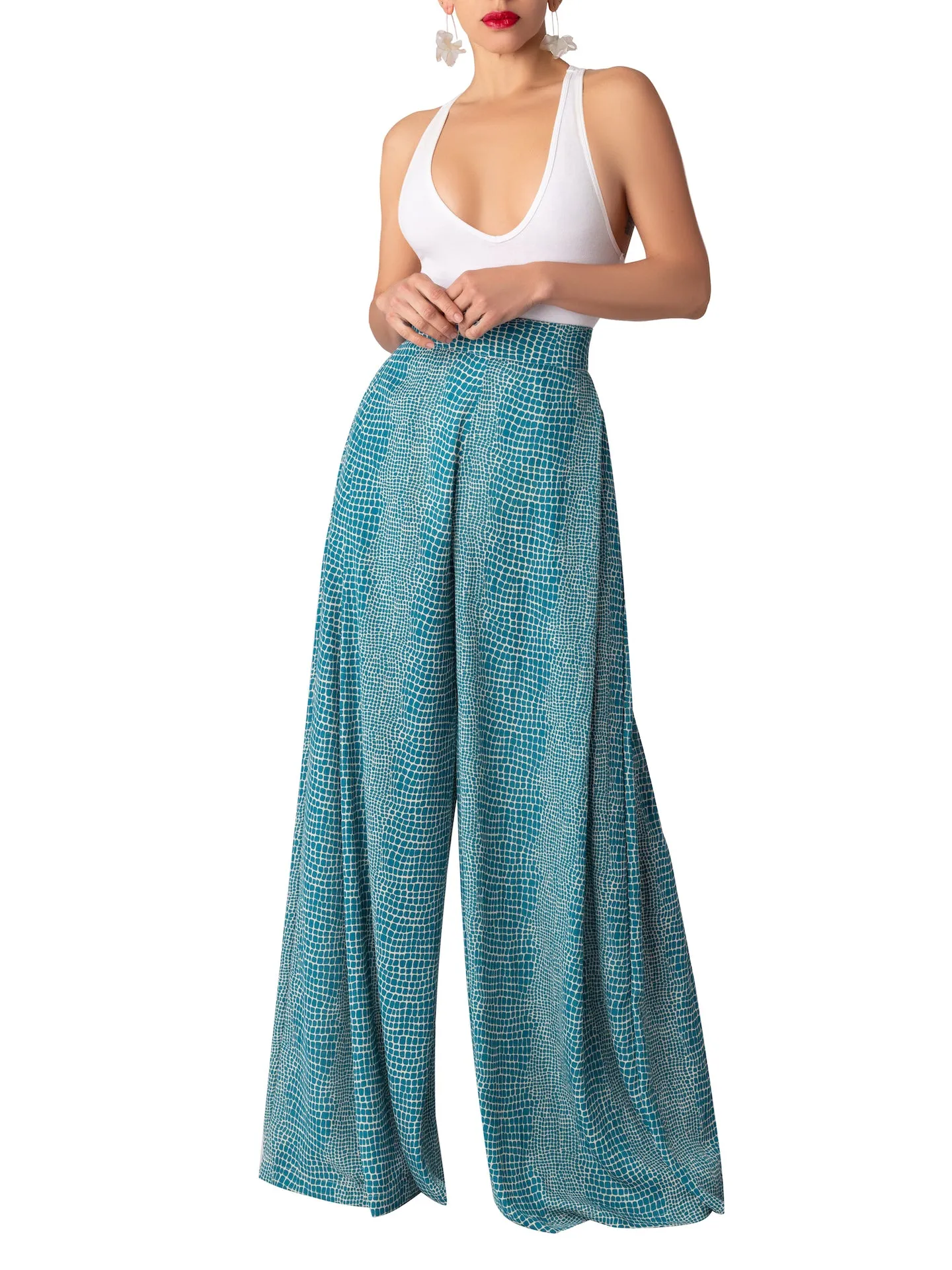 “Katya” Teal Wide Leg Pants